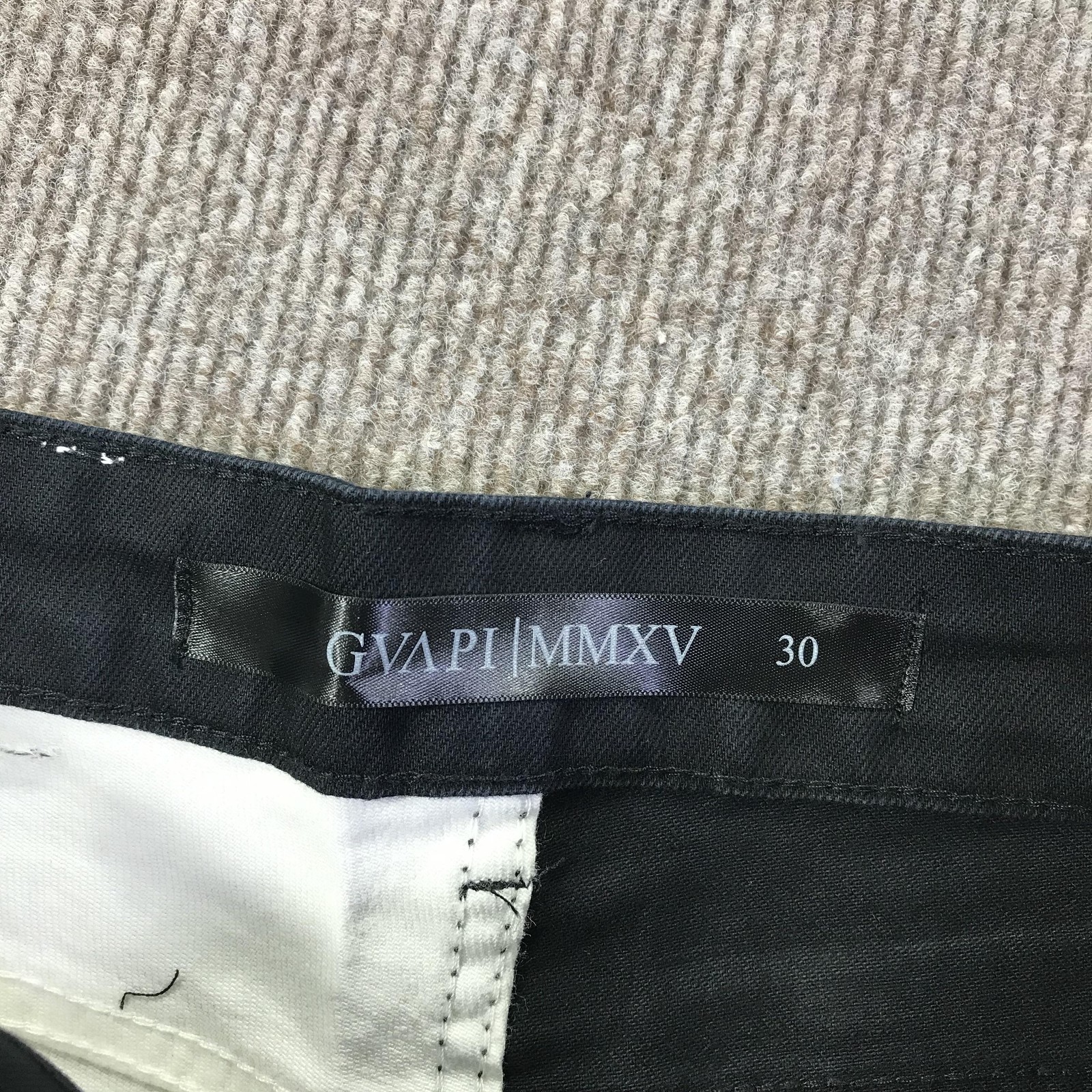 GVAPI MMXV Jeans Mens 30 Black White Split Leg Distressed Patchwork Zipper Pants