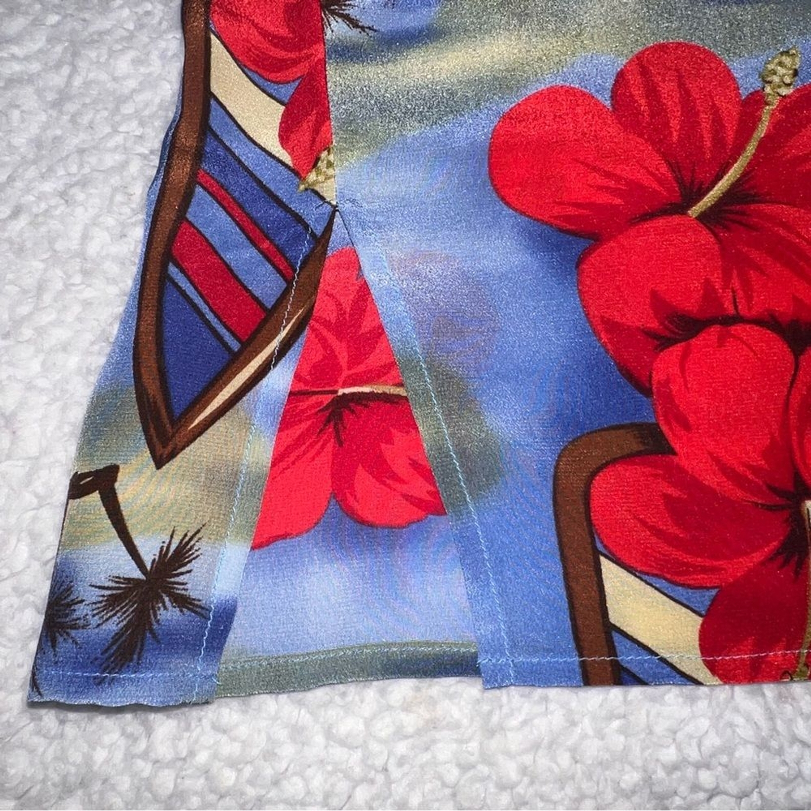 Hawaiian Silk American Classics by Anne Bowen Button Front Short Sleeves 3X Blue