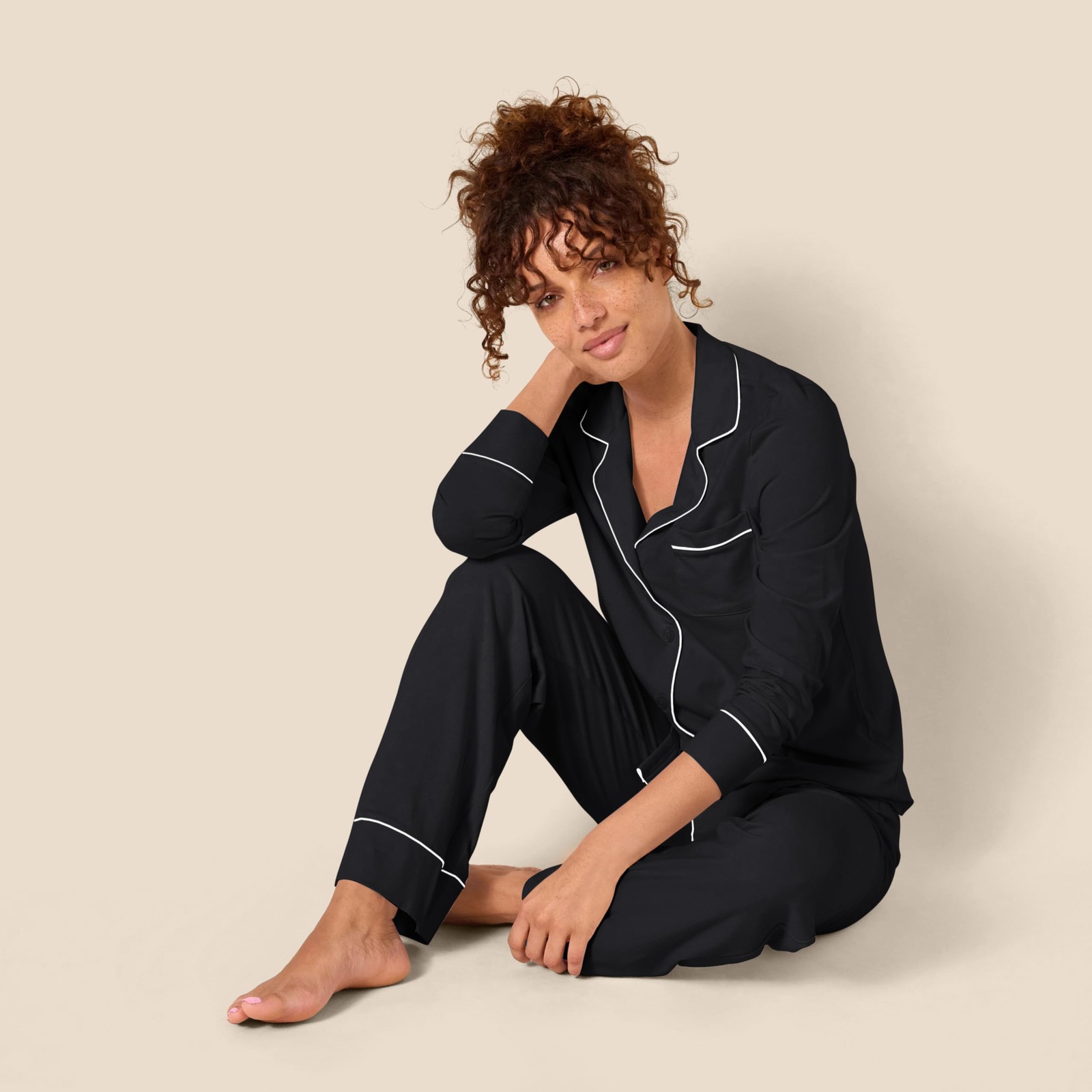 Amazon Essentials Women’s Cotton Modal Long-Sleeve Shirt and Full-Length Bottom