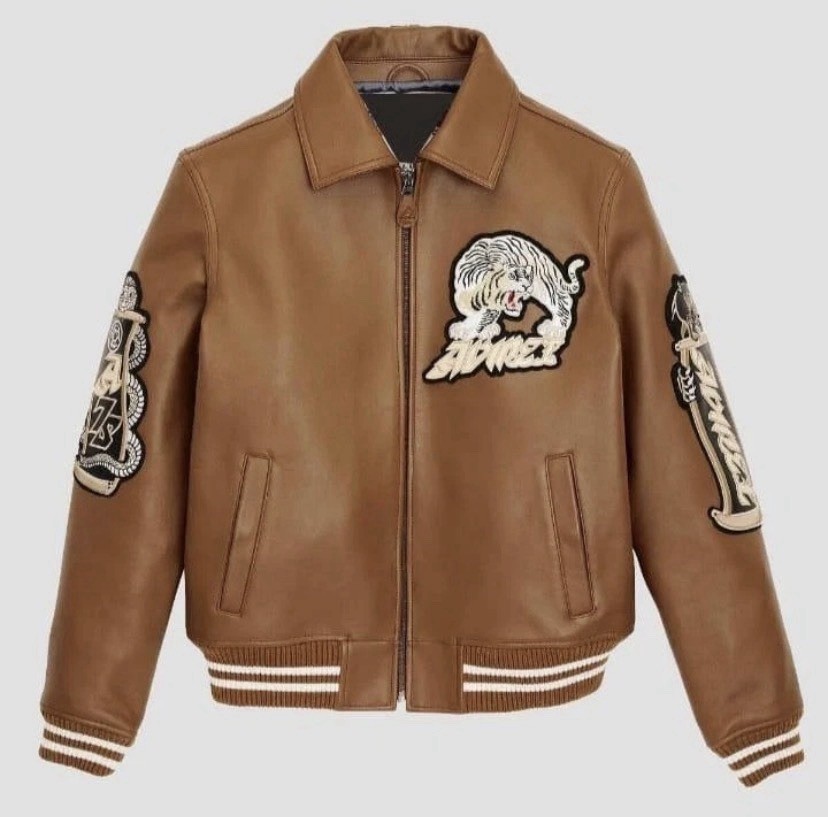 Men’s Brown Avirex Real Leather Bomber Jacket American Flight Leather Jacket