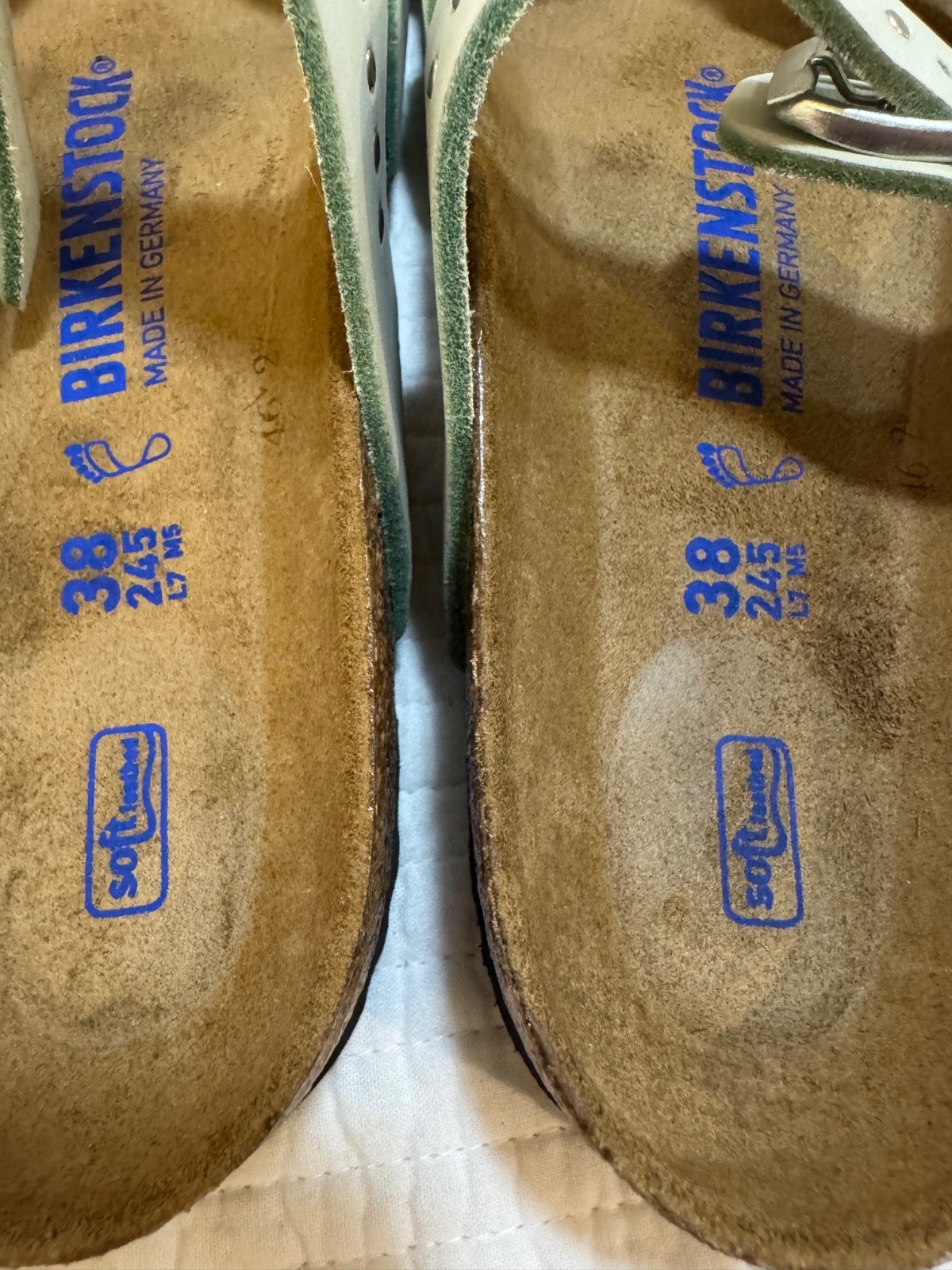 BIRKENSTOCK FRANCA INJECTED RIVETS SOFT FOOTBED NUBUCK LEATHER MATCHA GREEN 38 R