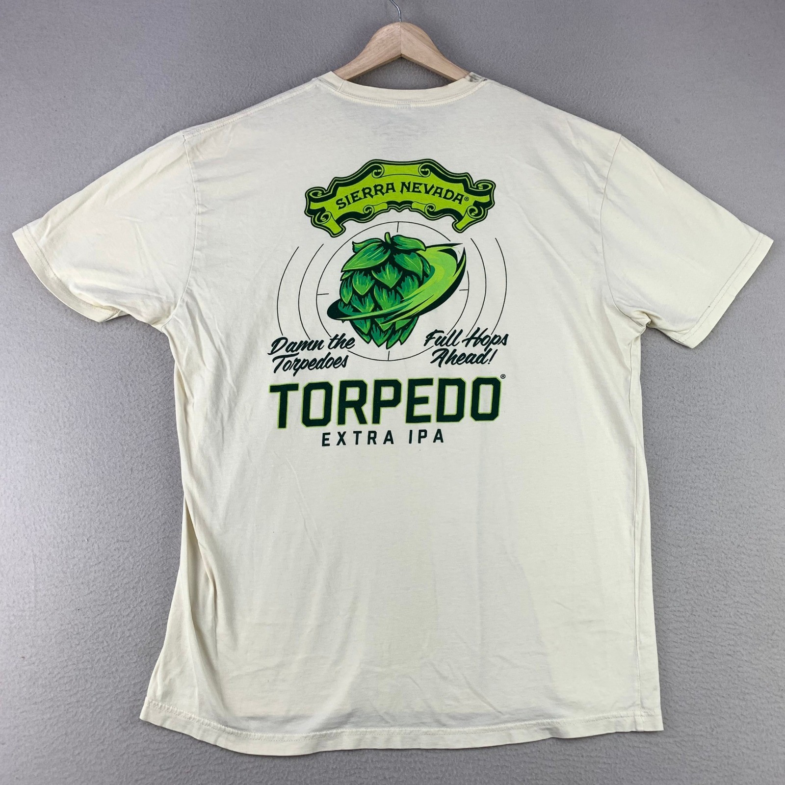 Sierra Nevada Torpedo Extra IPA T-Shirt Mens XL Cream Graphic Brew Beer Tee