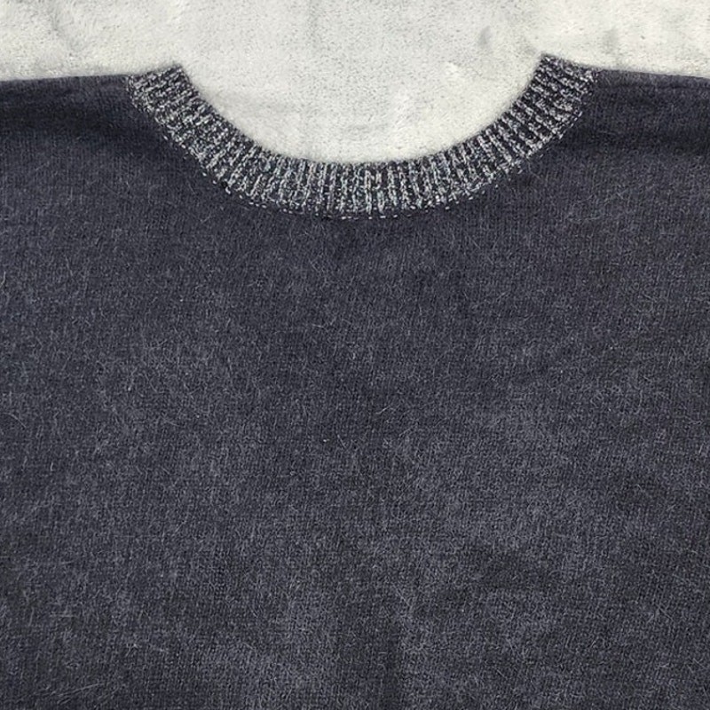 Vintage Renee Tener Jeanne Pierre Sweater Womens L Black Silver Wool Angora Knit