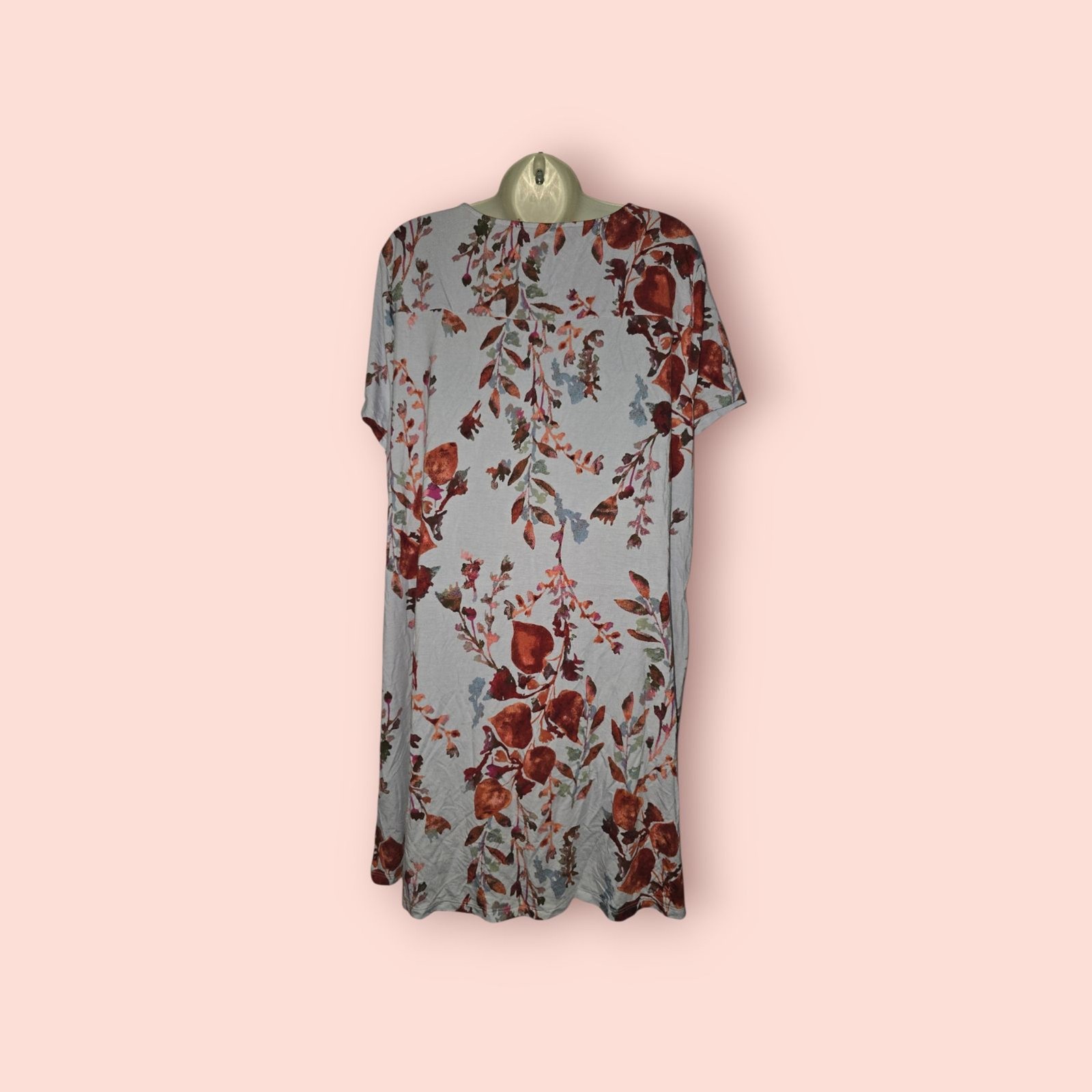 Soma Cool Nights Short Sleeve Long Sleepshirt Foraged Floral Nightgown XL Cozy