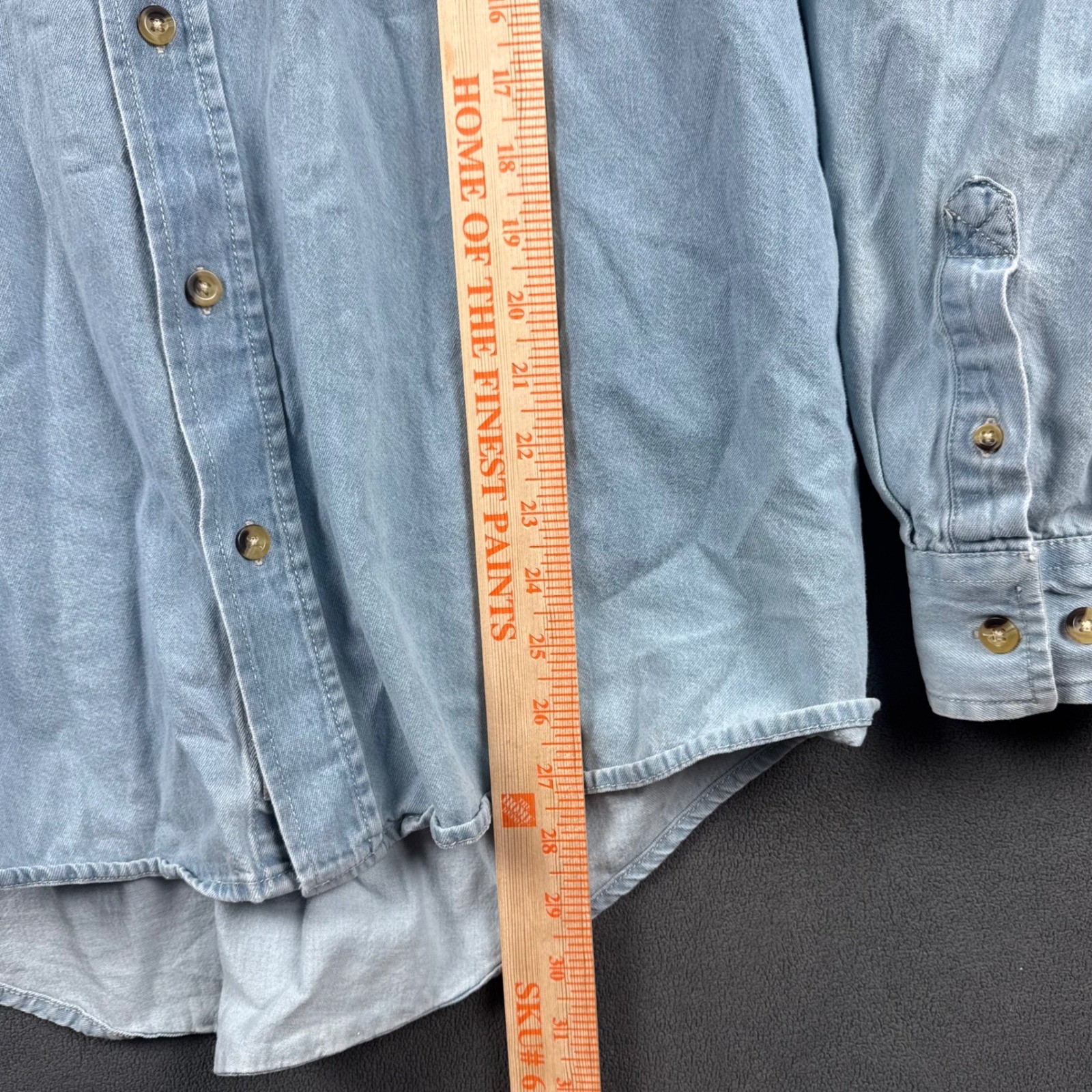 Stitches Chicago Cubs Denim Button Down Shirt Mens XL Light Wash MLB Cotton