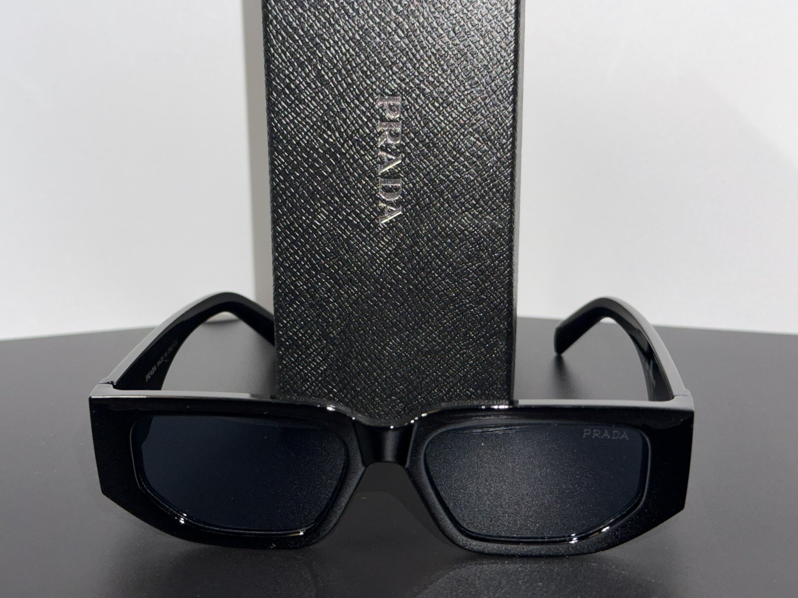 Prada Sunglasses 8297 Shiny Black/ Black lenses, Big 142 mm Frame Width, Italy