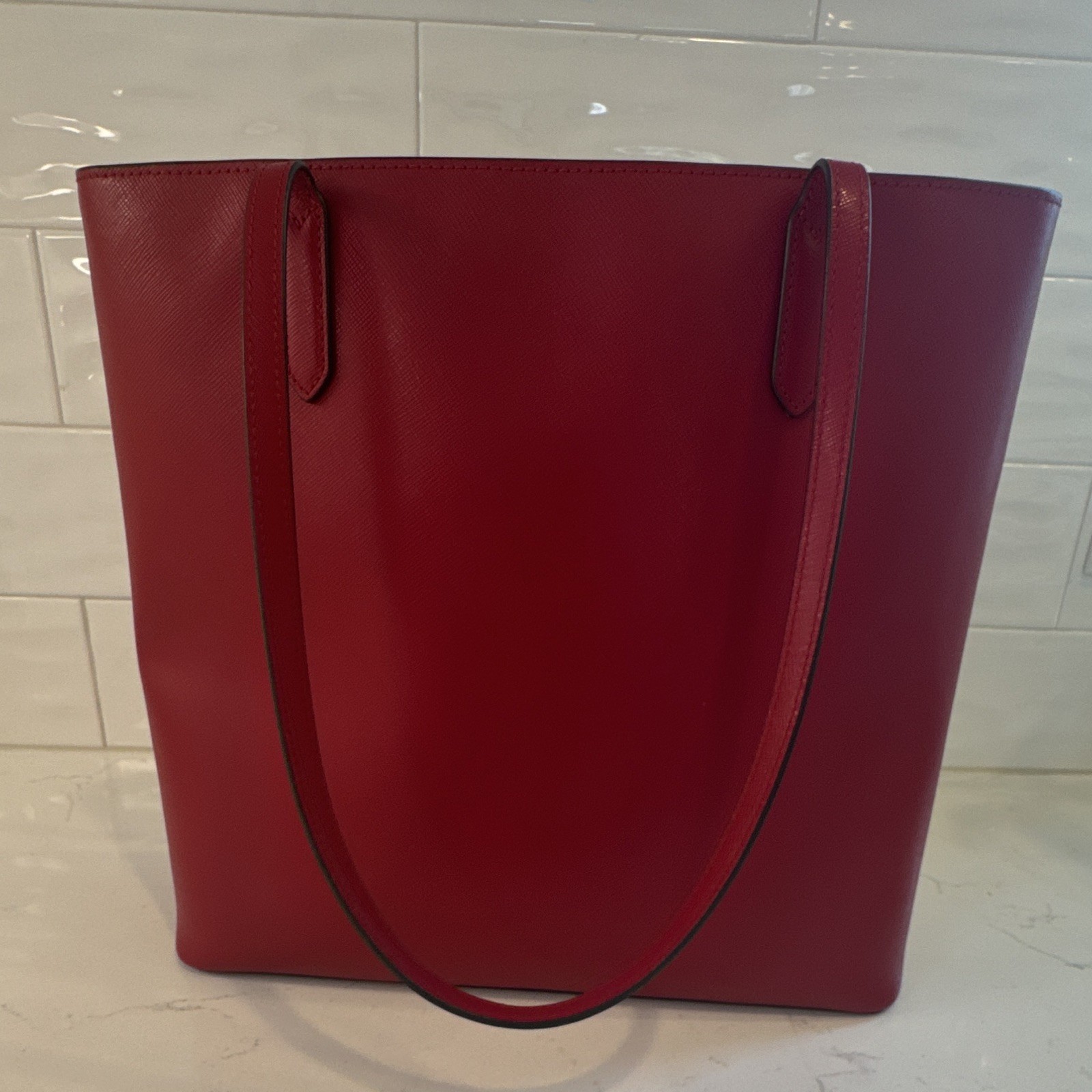 Kate Spade New York Red Large Tote Shoulder Strap Open Top Lined Tassel