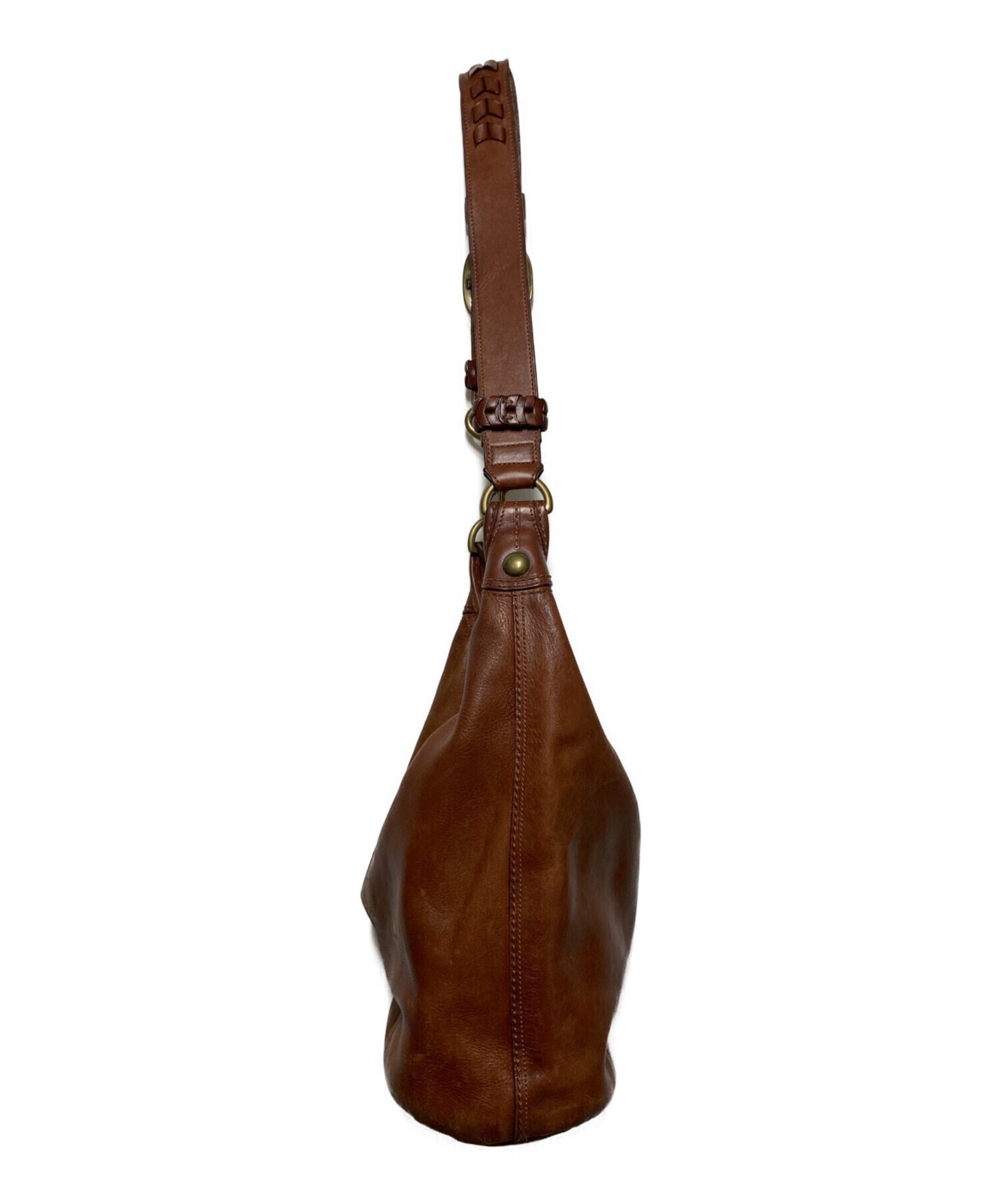 COACH Signature Brown Leather Shoulder Bag Gold Hardware 11423 Authenticated