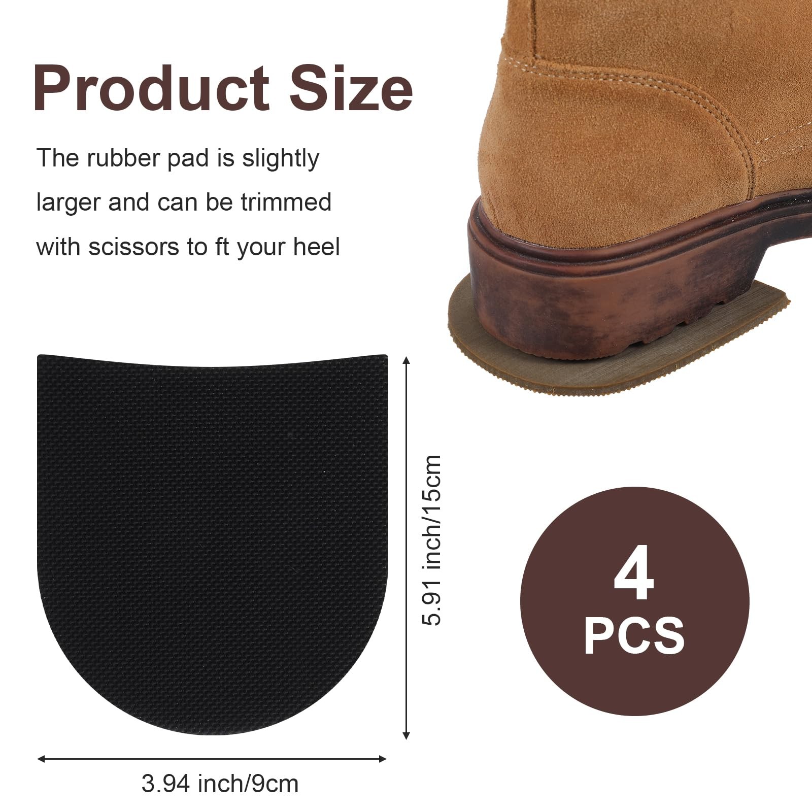 2 Pairs Shoe Repair Rubber Heels Non-Slip Replacement Pads for Boots Dress Shoes