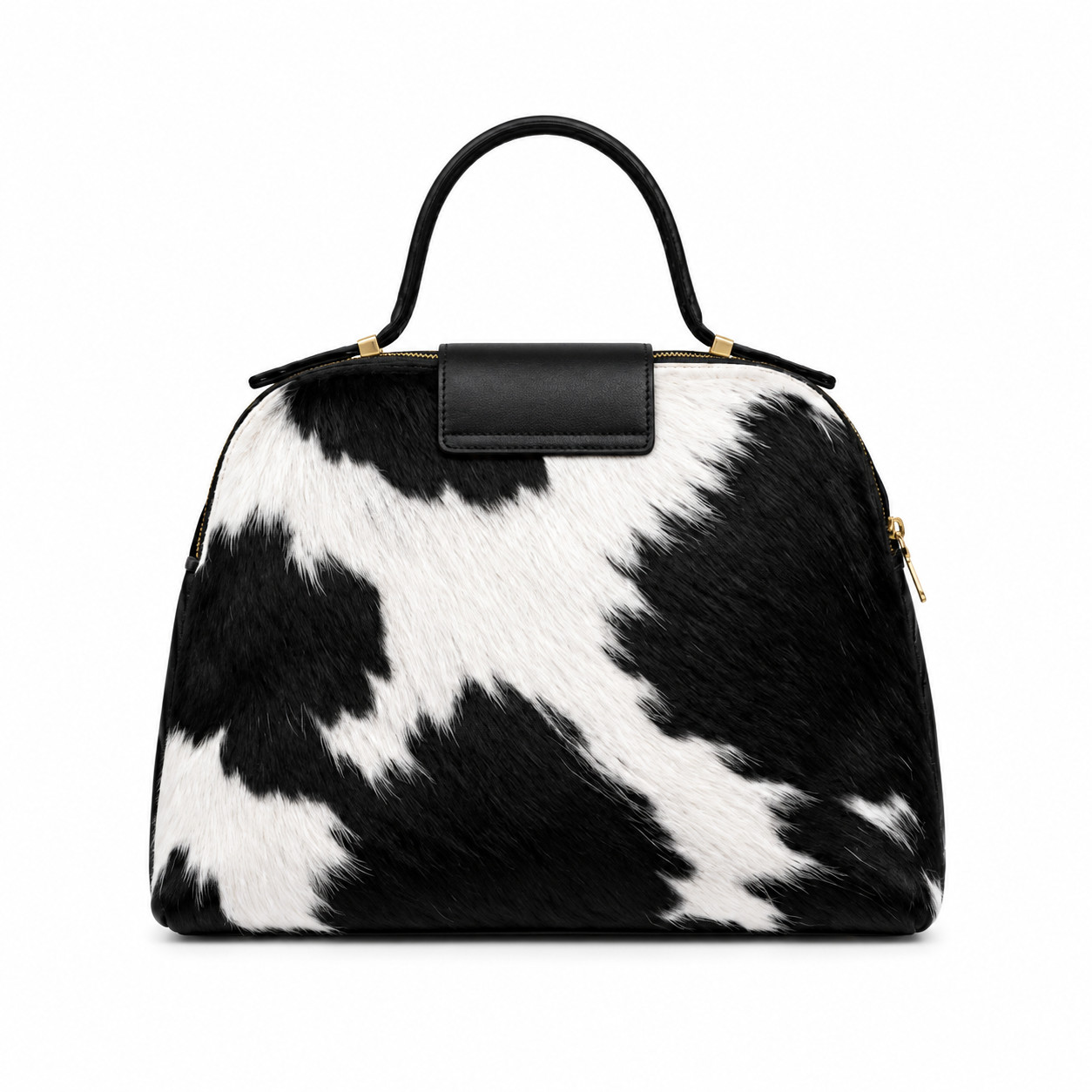 Genuine Black & White Hair-On Cowhide Leather Handbag