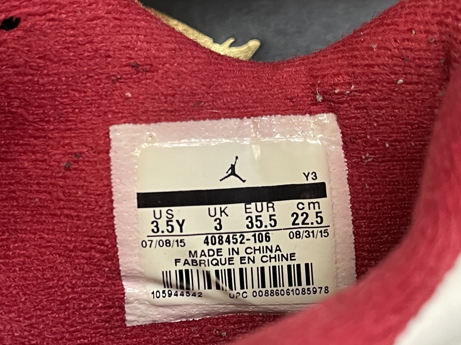 Air Jordan Retro 4 Alternate 89 US Size 3.5Y 2015 EU 35.5 – 22.5 cm 408452-106