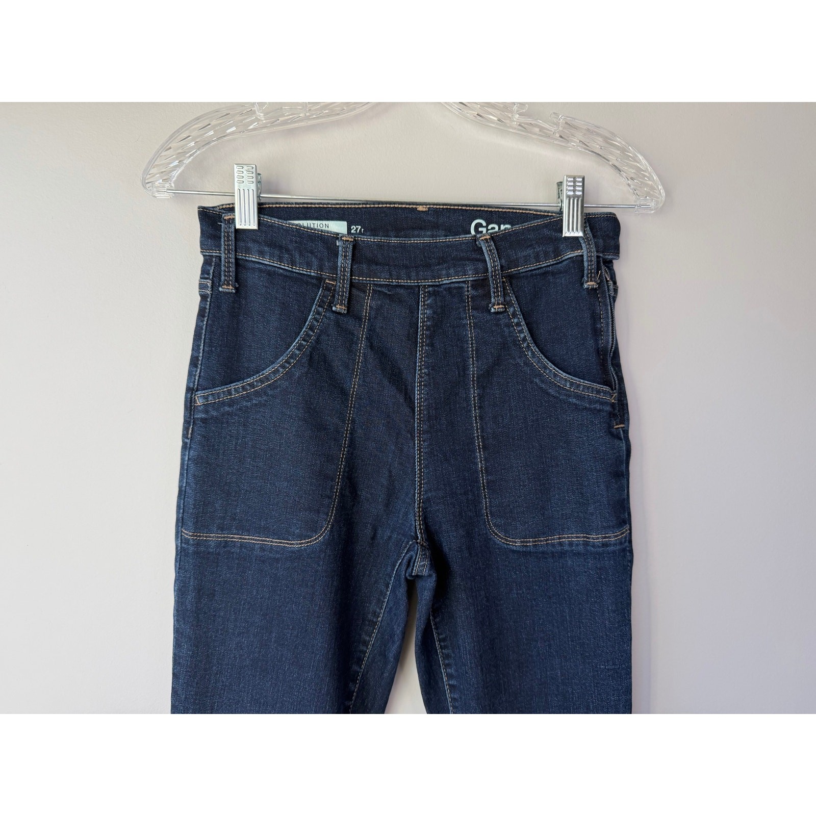 GAP Womens Size 27 High Rise Resolution Skinny Flare Jeans ark Wash Side ZIpper