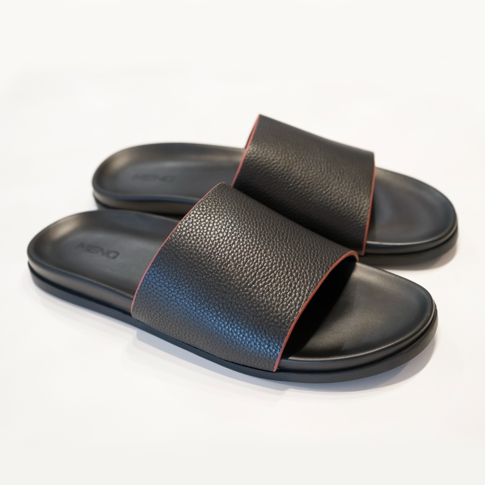 Unisex Genuine Leather Slide Sandal Non Slip Rubber Sole, Microfiber Lining