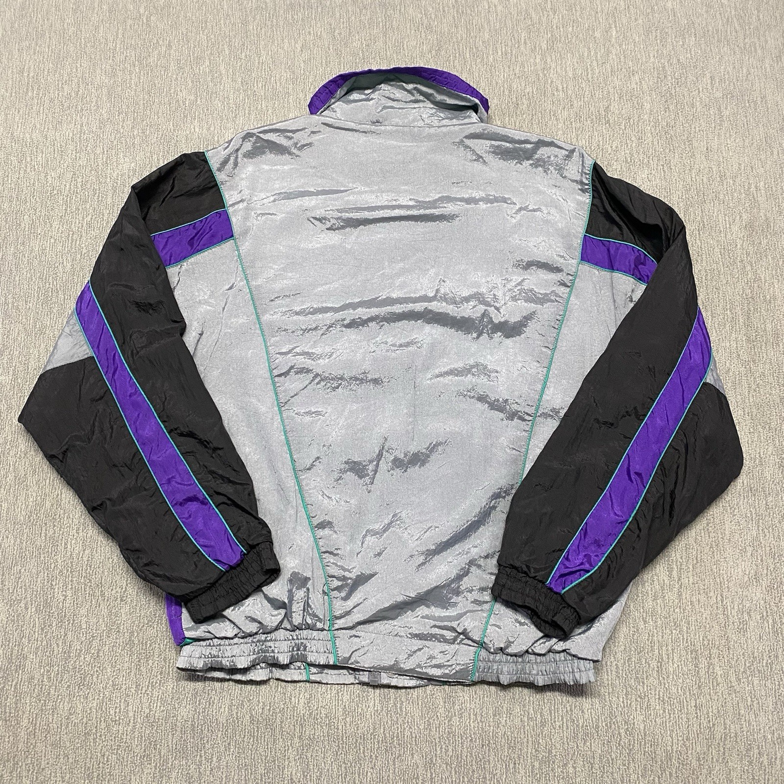 Vintage Givenchy Jacket Medium Gray Full Zip Track Windbreaker Activewear *FLAWS