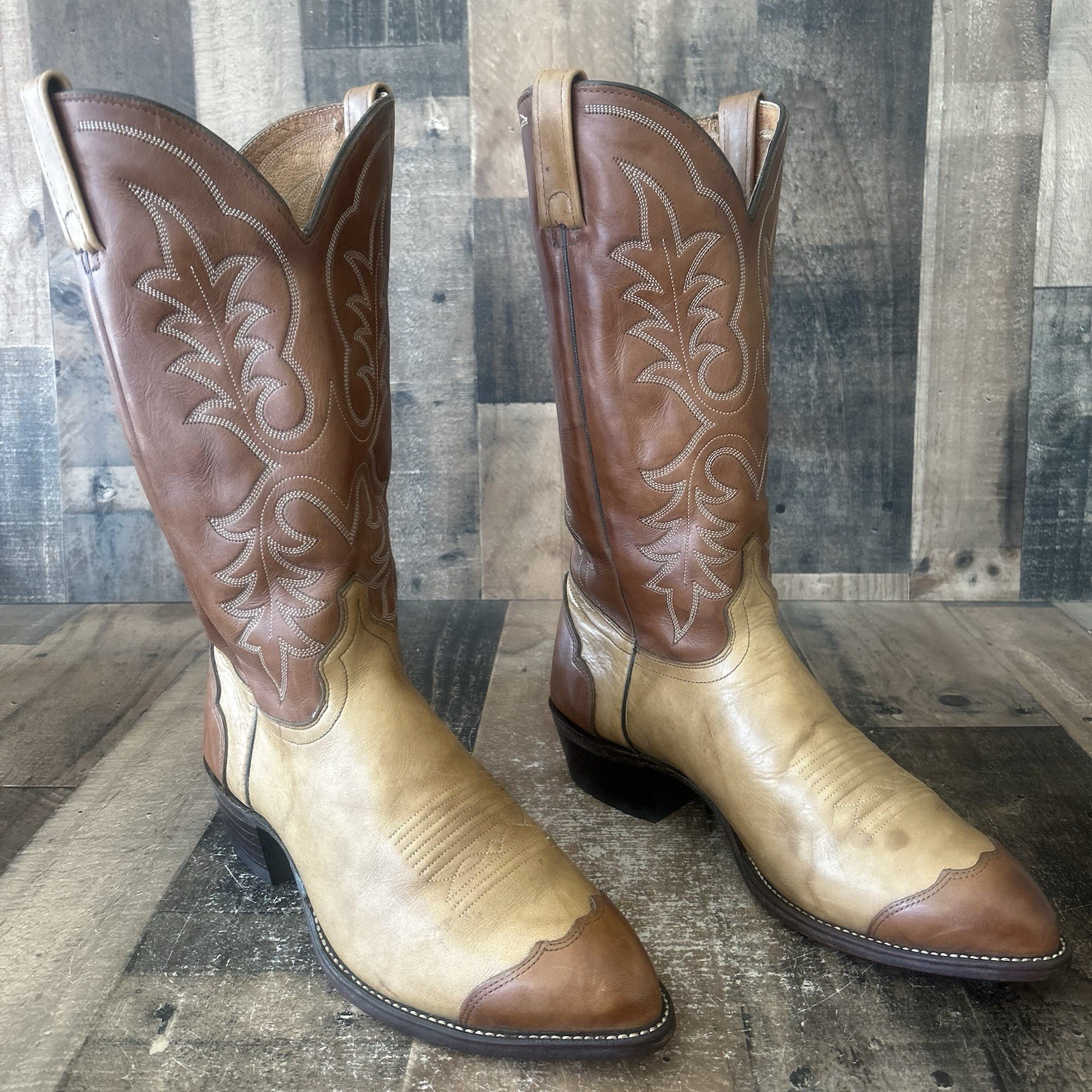 J Chisholm Vintage Wingtip Western Urban Cowboy Boots Mens 10 EE