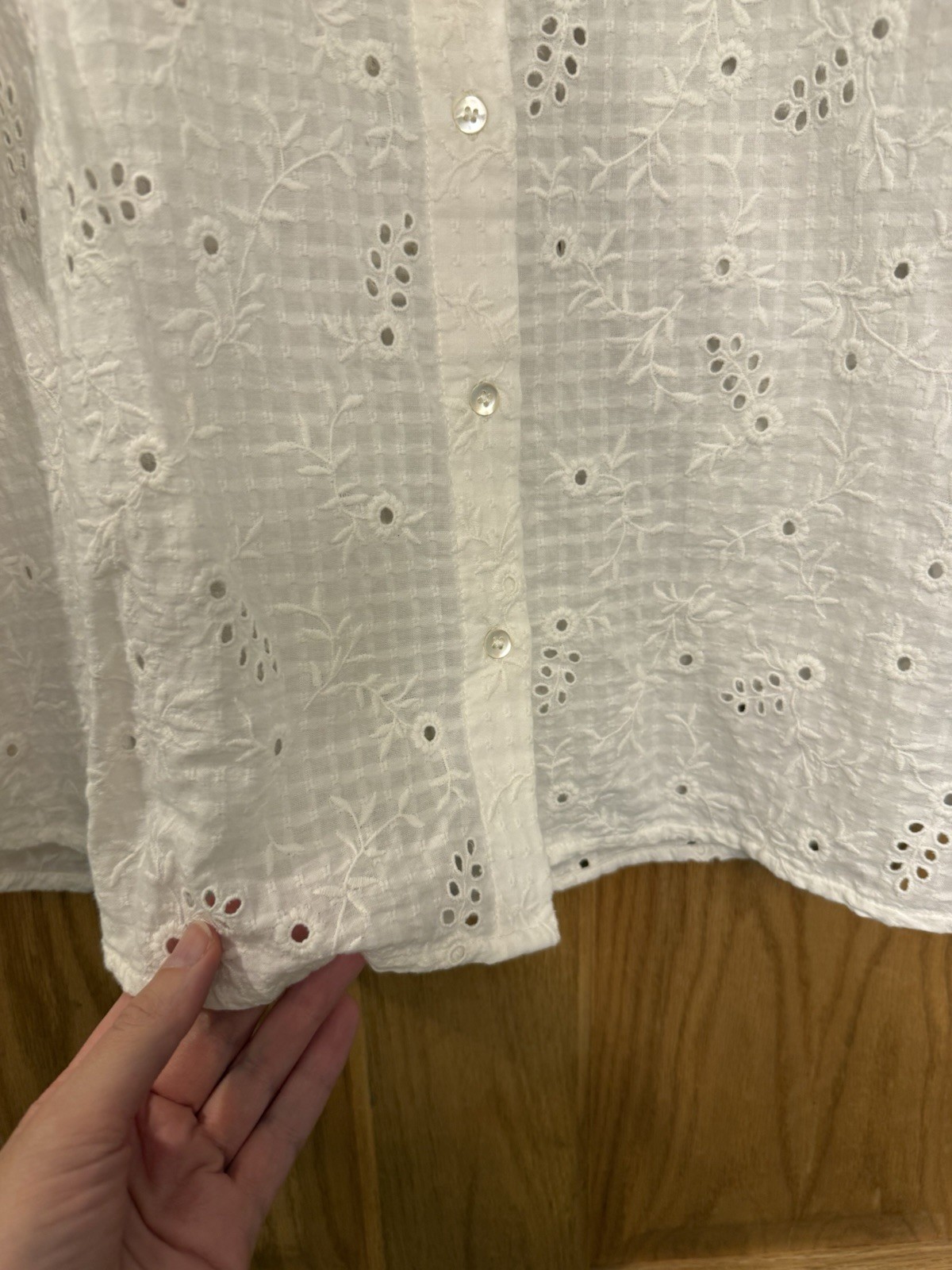 Sezane Laurineta 100% Cotton Button Down Shirt Short Sleeved White Size Medium 6
