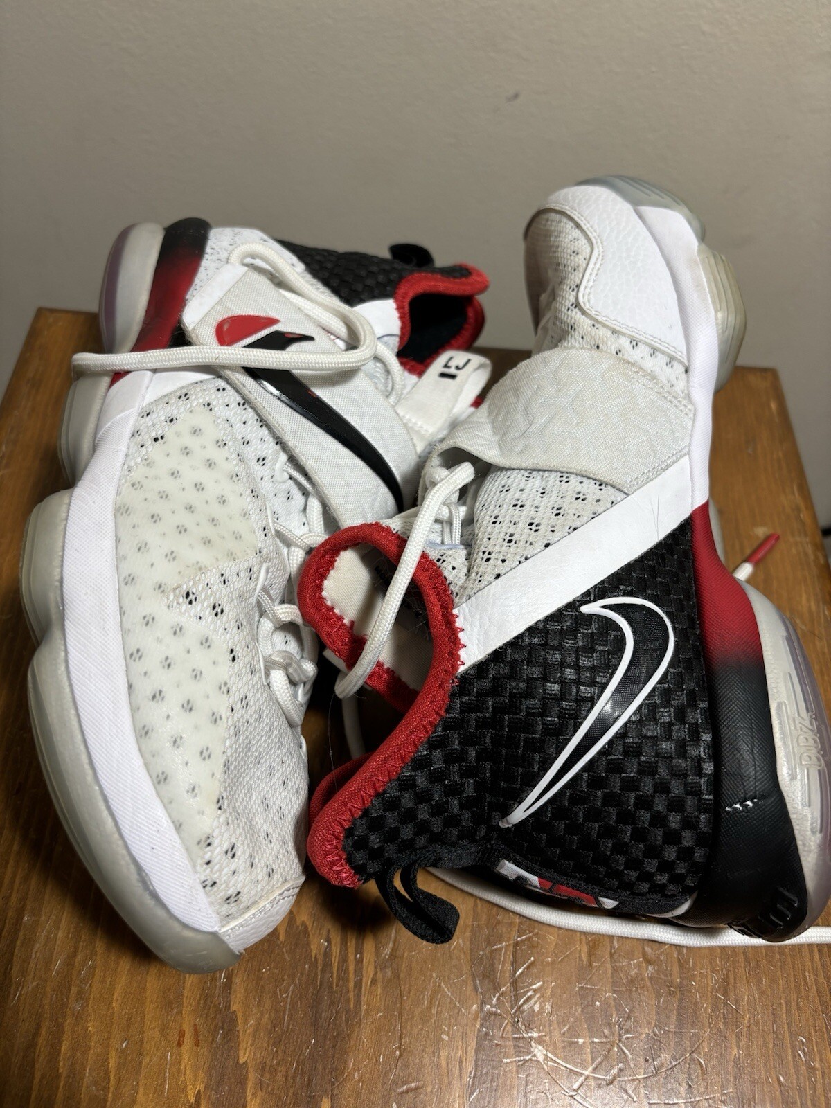 Nike LeBron James 14 Flip The Switch 2017 White Black & Red Size 5.5Y Shoes