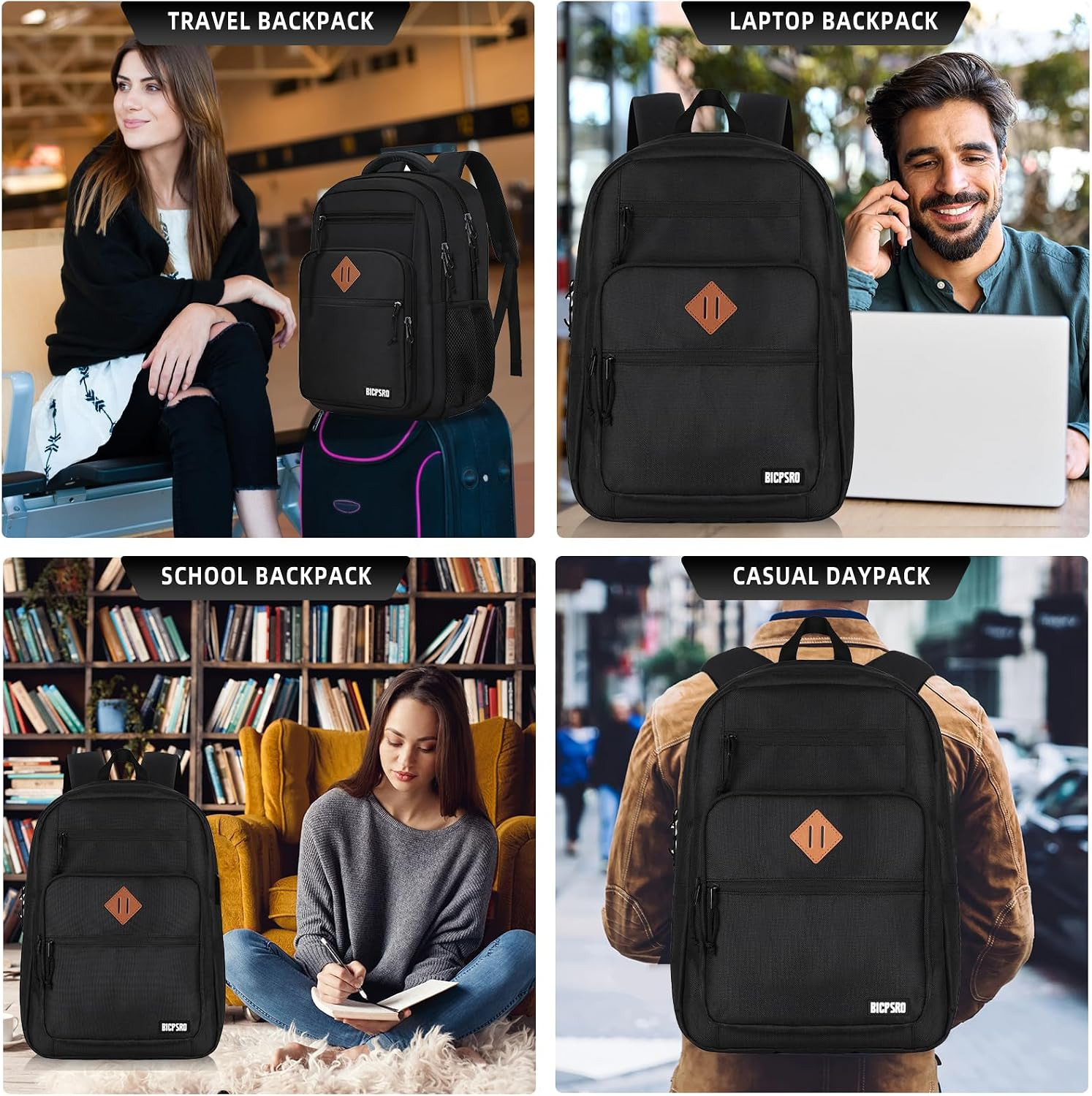Classic Backpack for Men Women, School Backpack for Boys Girls Teens,15.6 Inch L