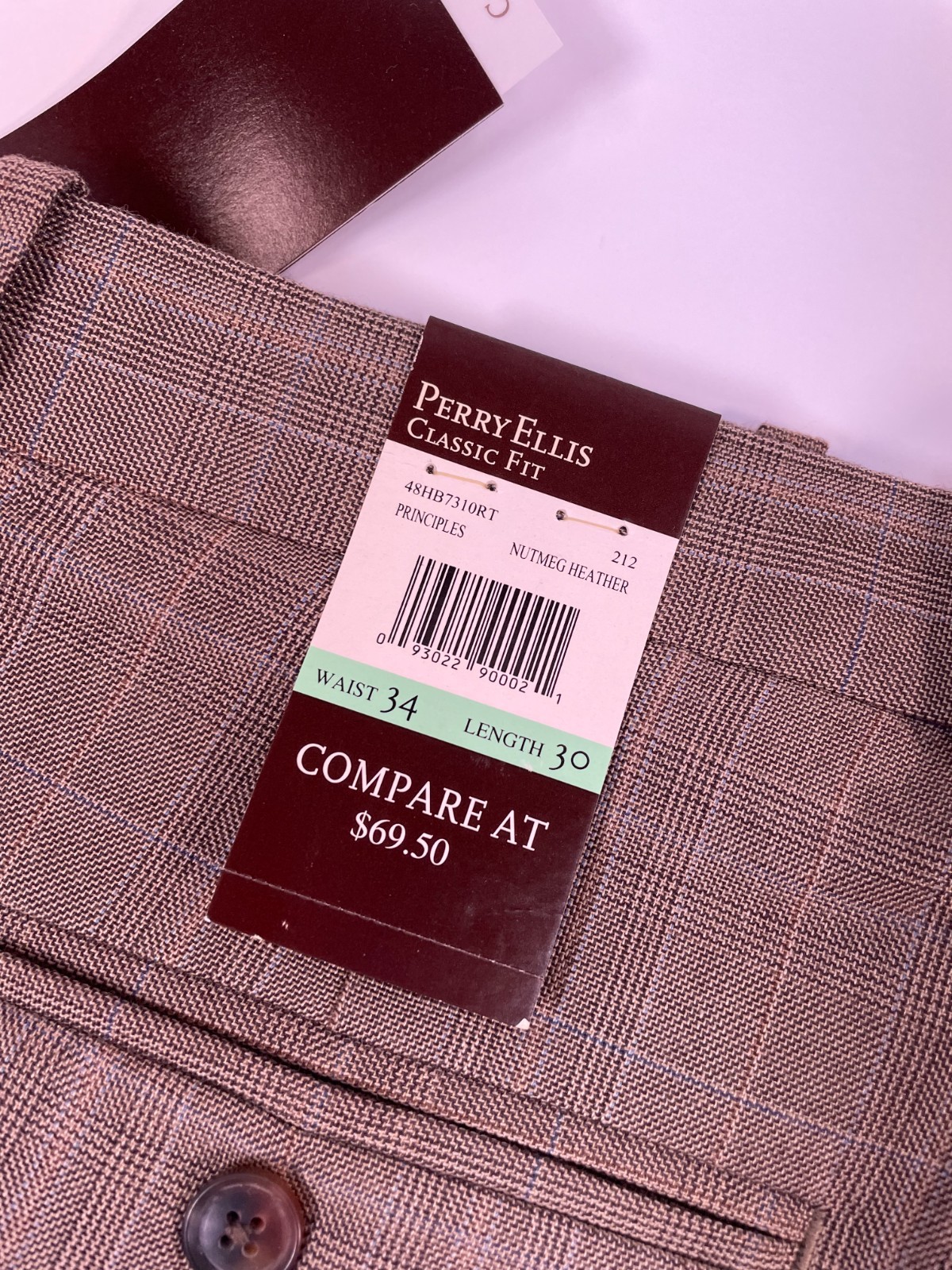 Perry Ellis Classic Fit Principles Nutmeg Heather Men’s Pants Size 34×30
