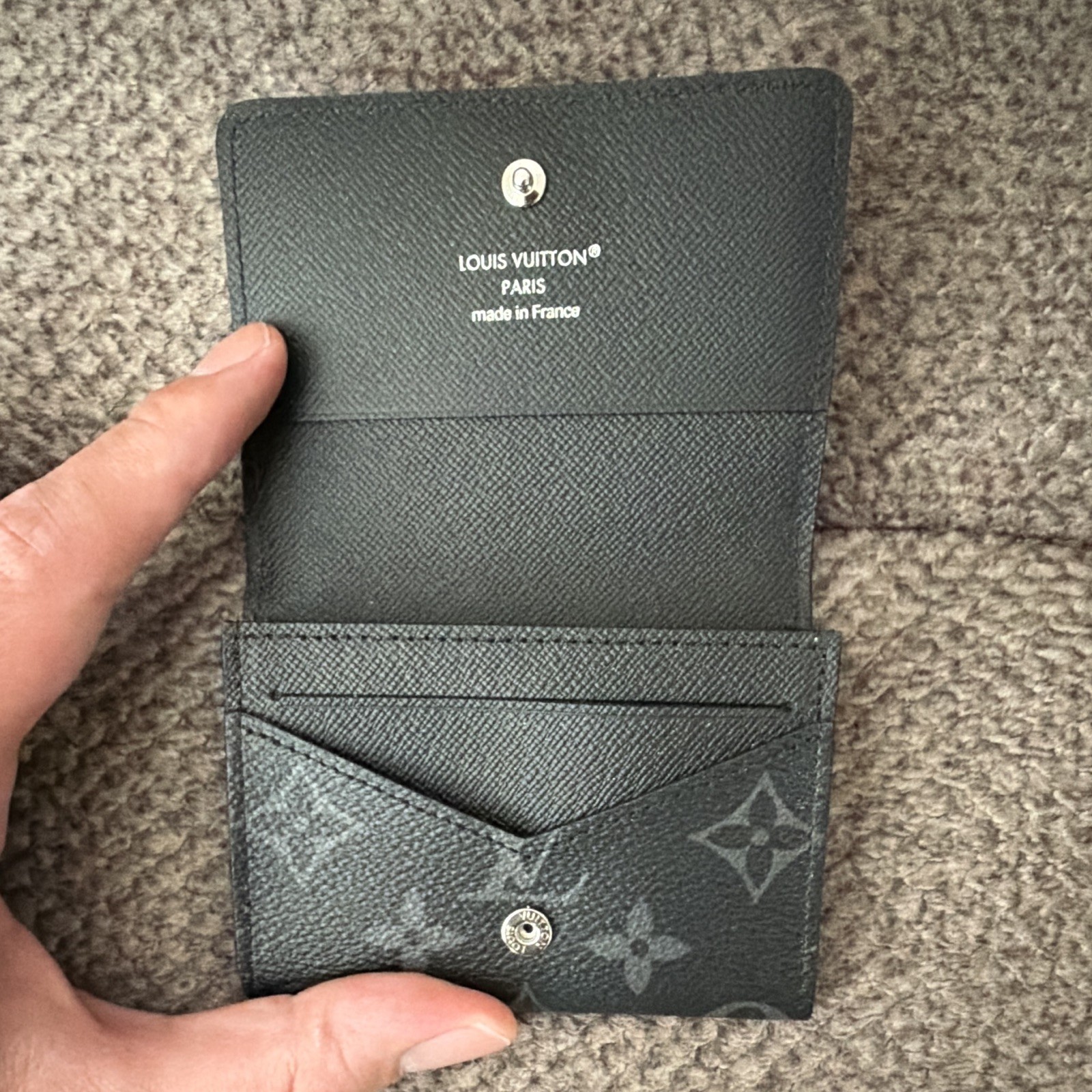 Louis Vuitton Monogram Leather Envelope Business Card Holder Black!