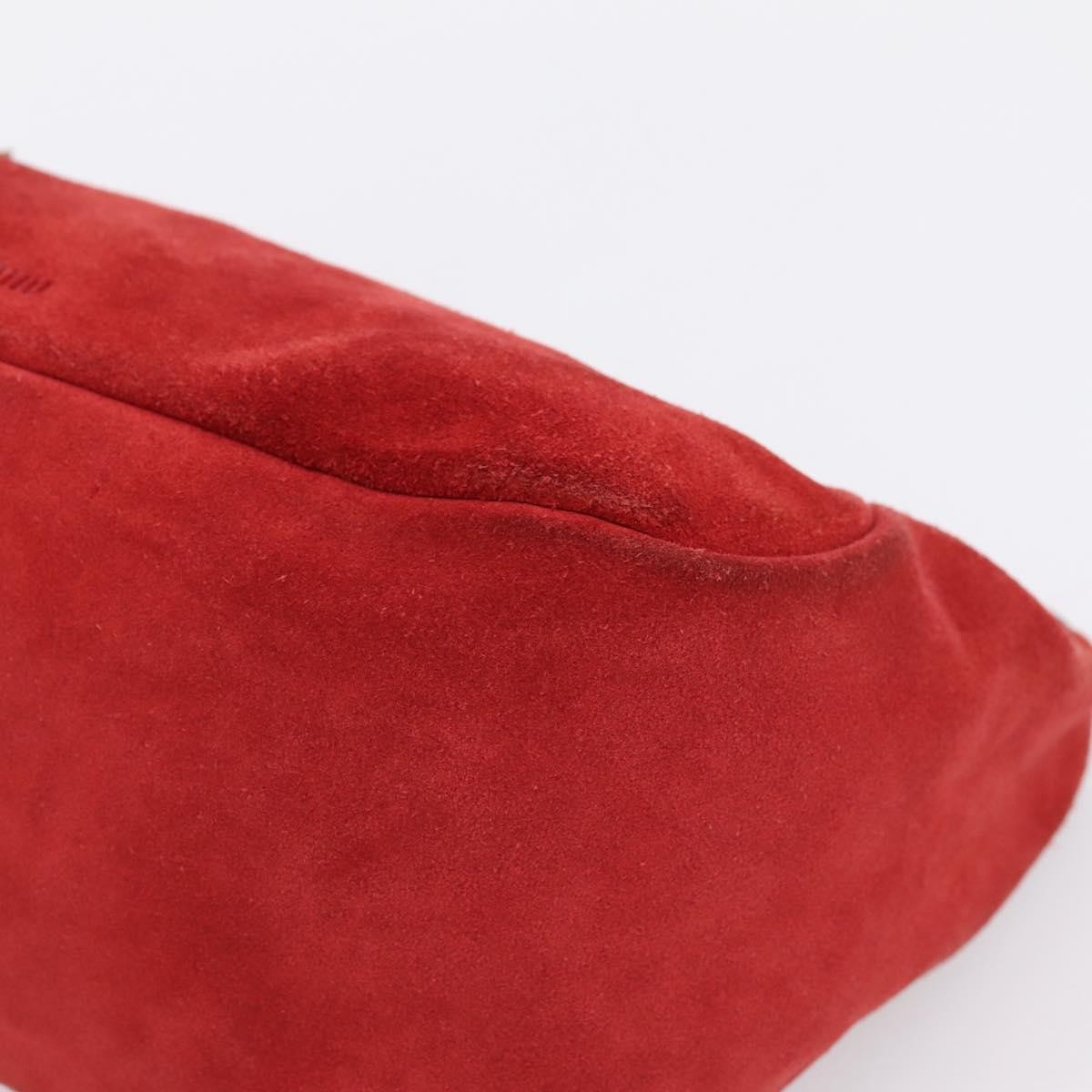 Miu Miu Shoulder Bag Suede Red Gold Auth 196448V