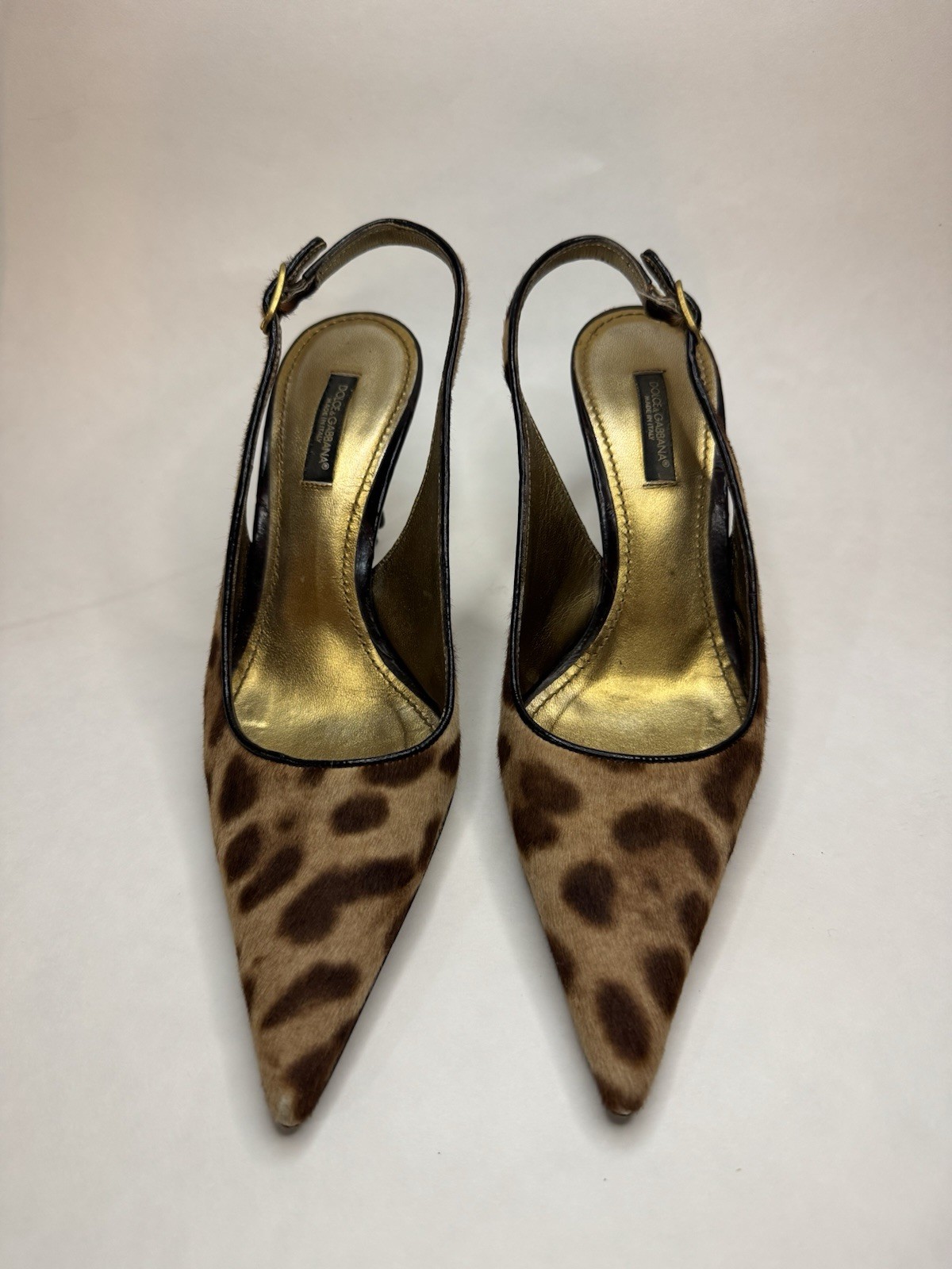 Dolce & Gabbana Women’s Brown/Black Leopard Print Slingback Heels 7 EU37
