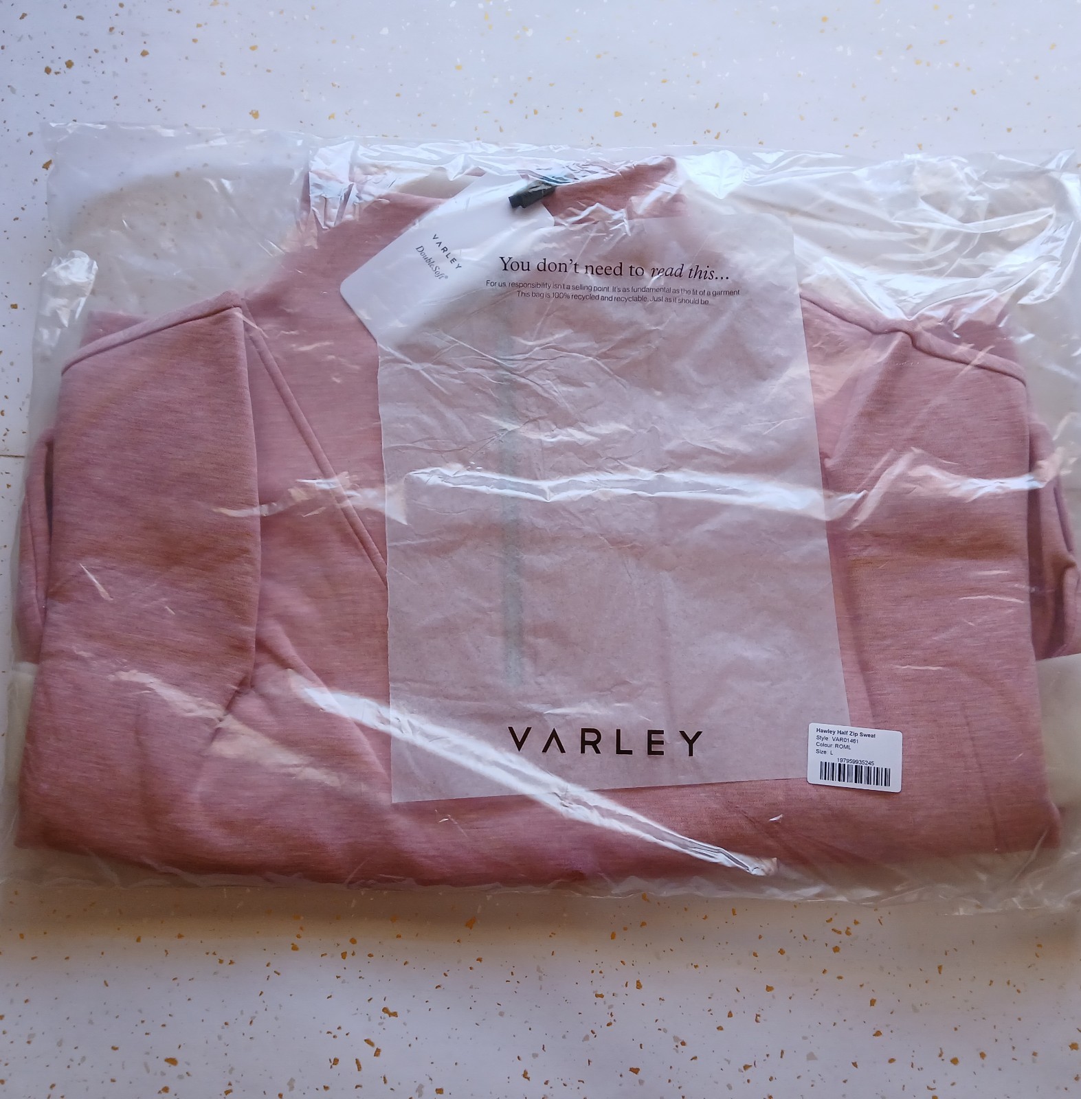 NWT Varley DoubleSoft Hawley Half-Zip Sweatshirt ROSE MARL Pullover Large