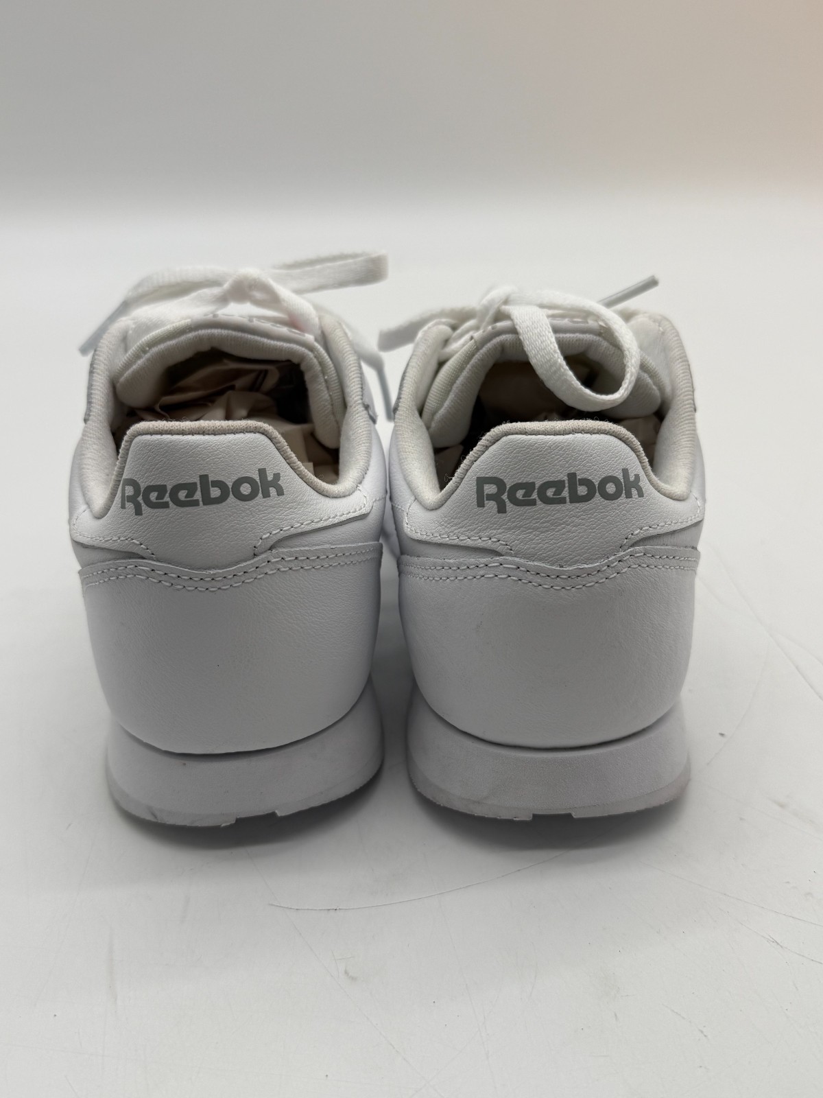 Reebok Classic Leather White Silver Metallic Men 6 Women 7.5 Sneaker 059503