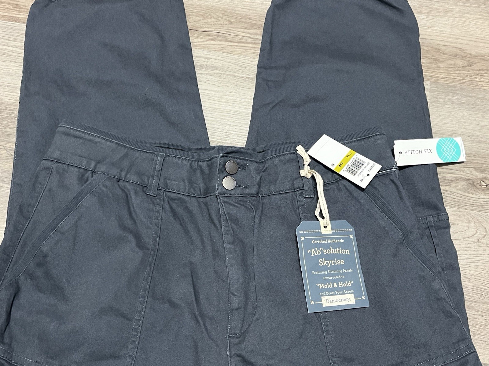 NEW Democracy Size 14P Ab solution Skyrise Utility Pants gray Cargo Slimming