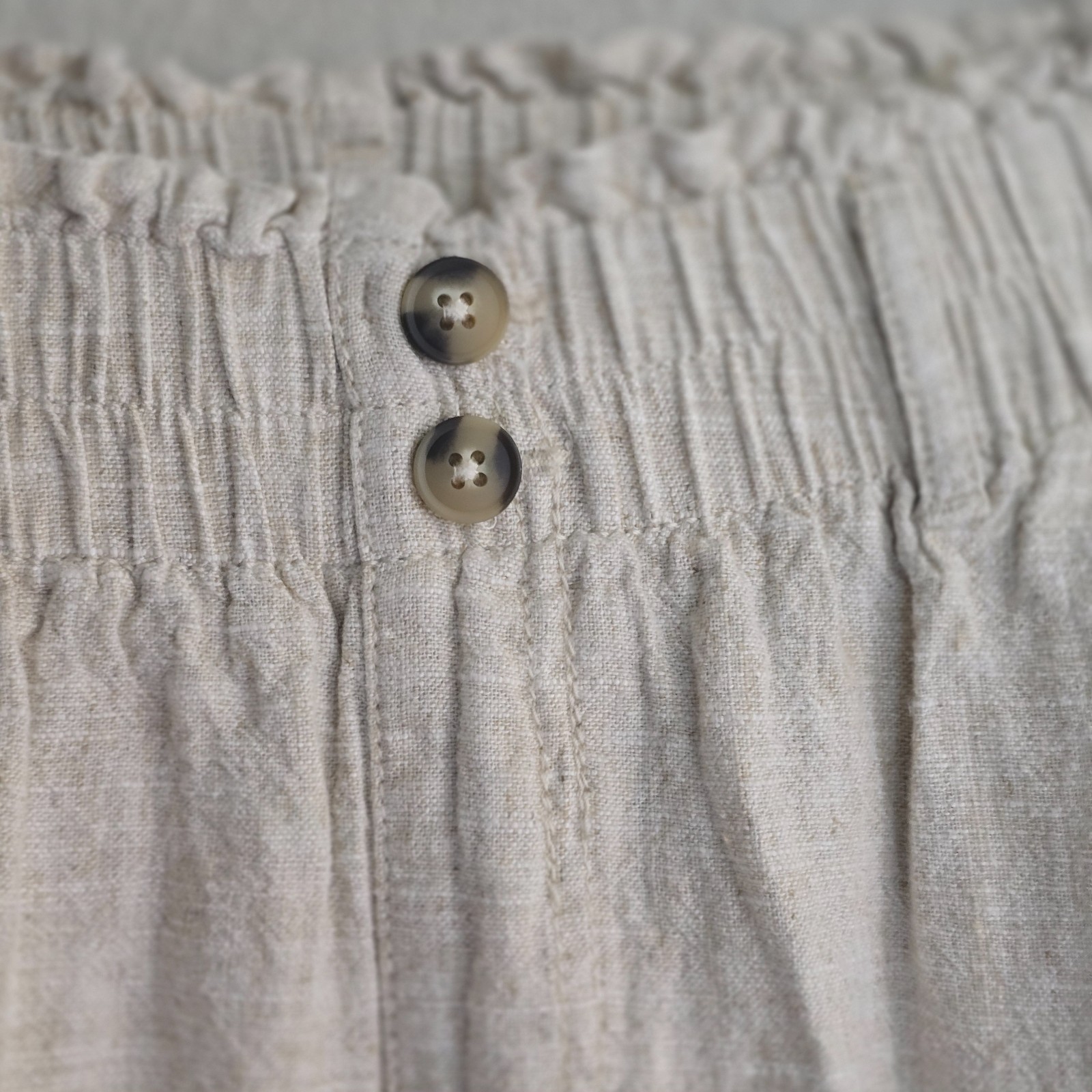 Women’s Linen Blend Pull-On Pants Off White Elastic Waist Wide Leg 28-30 x 30