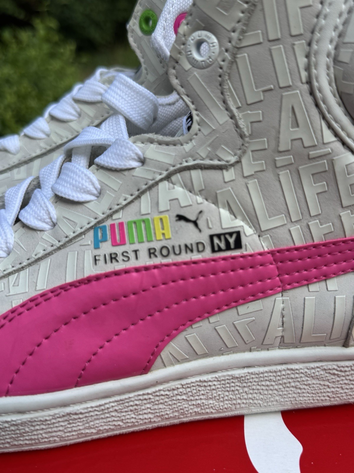 PUMA First Round NY Men’s High Top Athletic Sneakers White Multi Color Lace Up