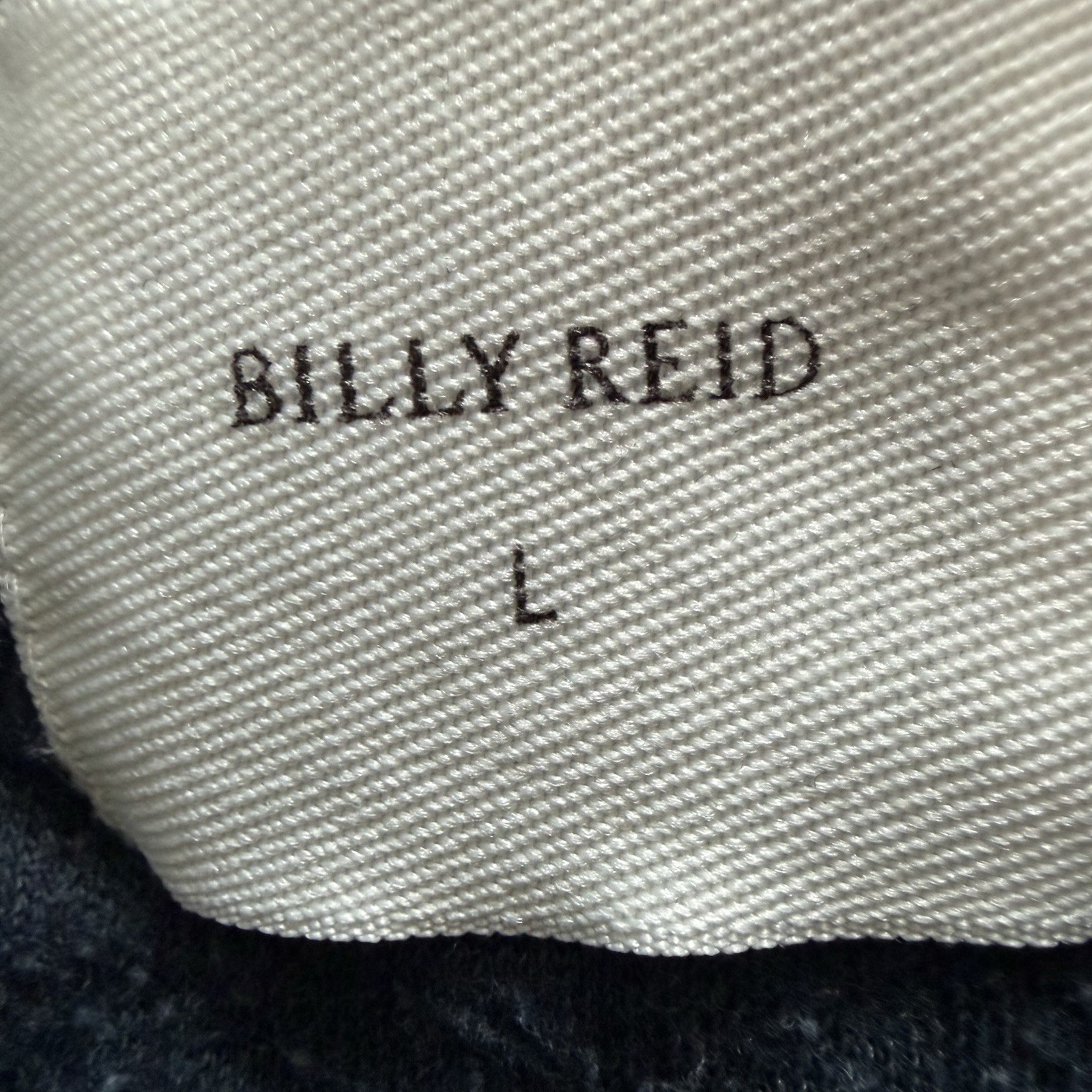 Billy Reid Quilted Sweater Men L Blue Pullover Cowl Shawl Neck Elbow Patches
