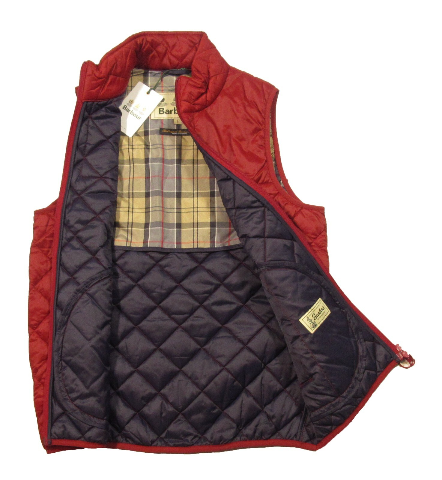 Barbour Men’s Lobster Red Mitchell Quilted Gilet Full Zip Vest