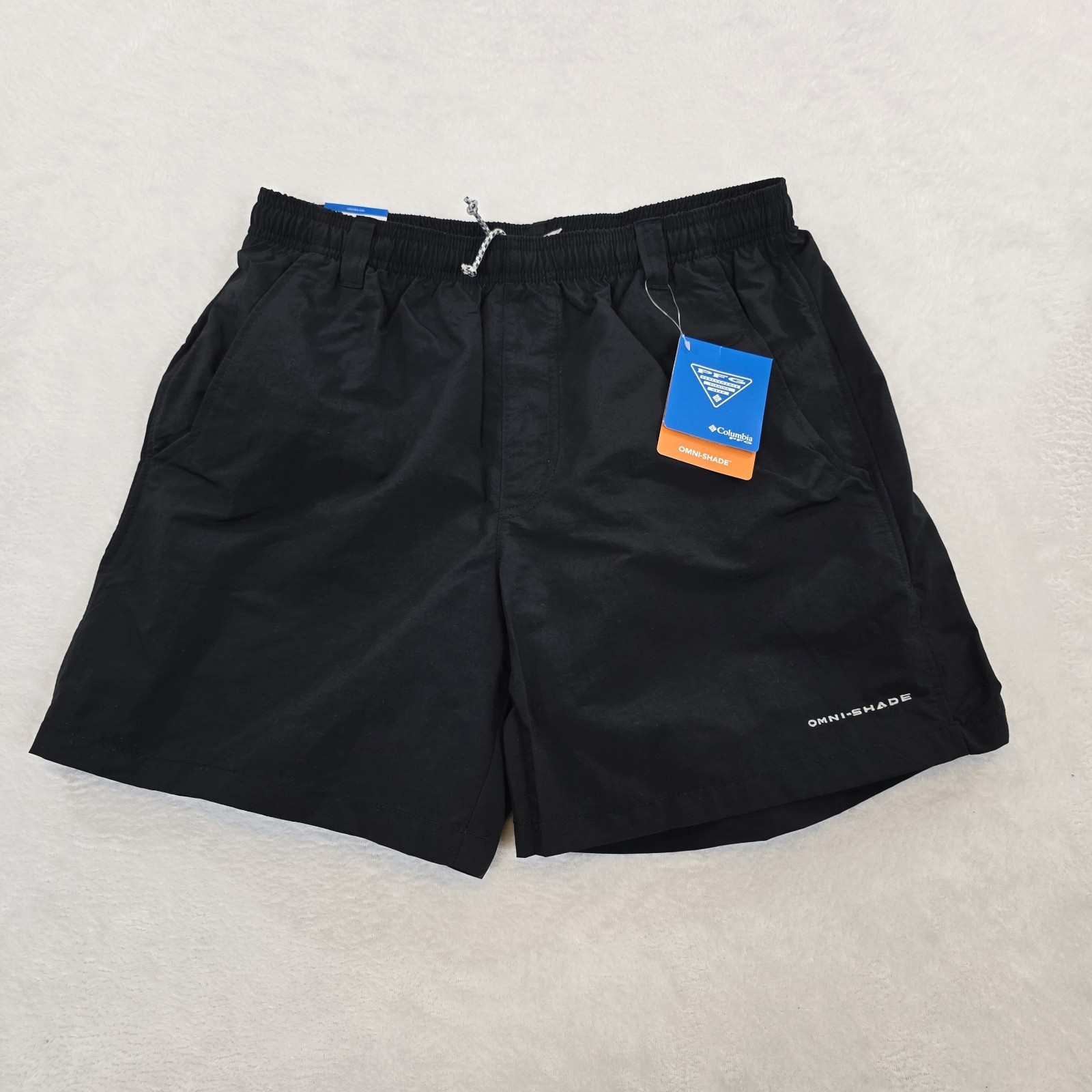 Columbia PFG Shorts Mens Small Black Backcast IV Omni-Shade Swim Trunks 6 In
