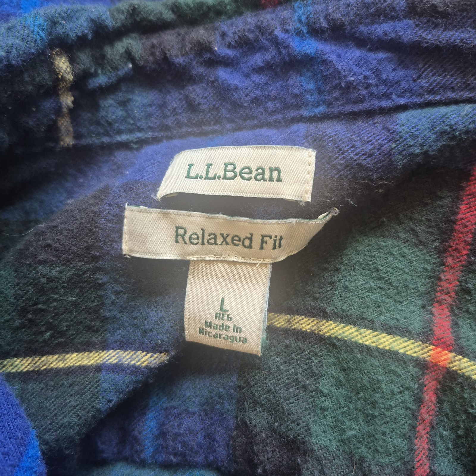 LL Bean Scotch Plaid Flannel Shirt Size L