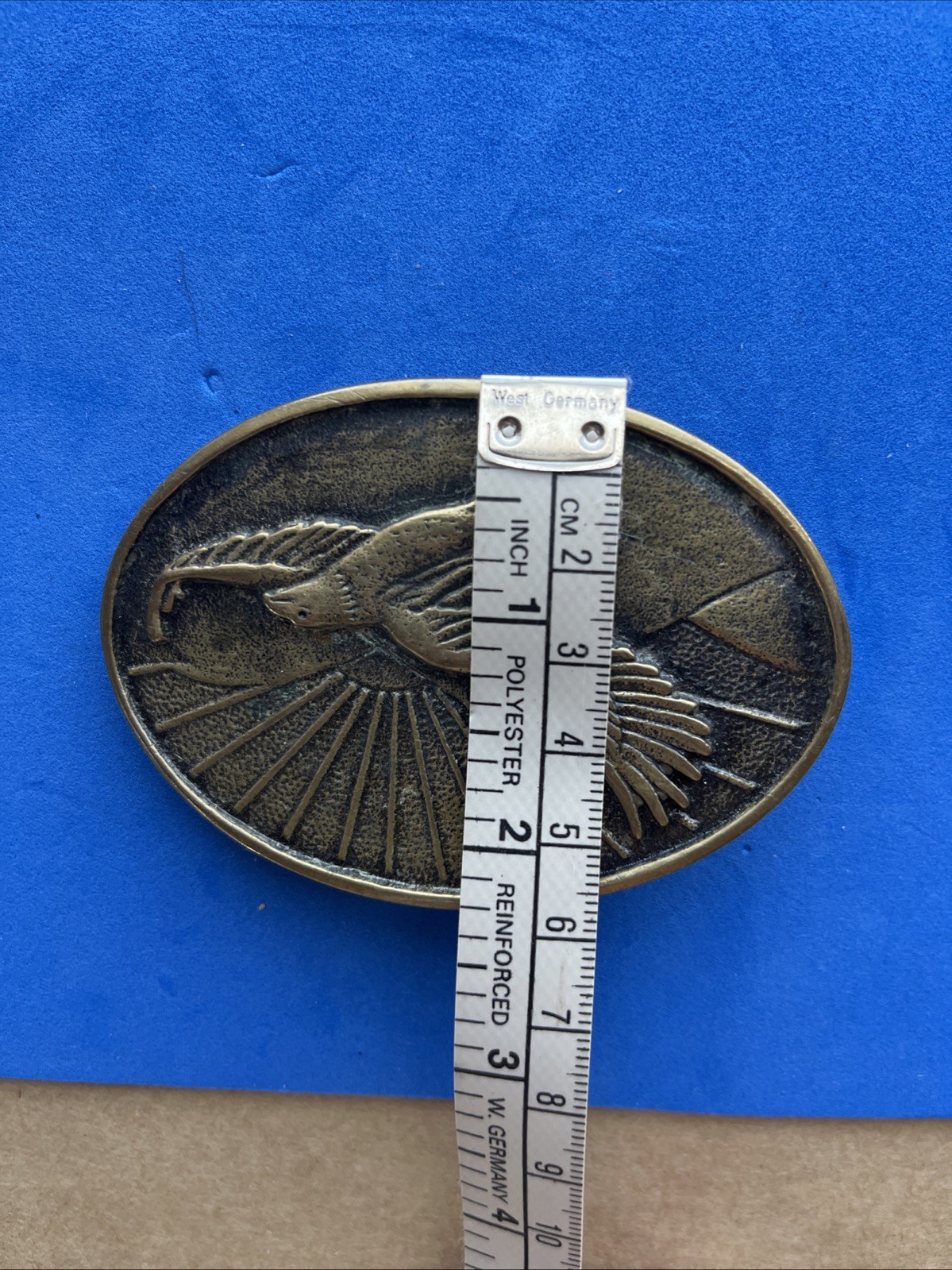 Vtg 70’s BTS Brass Belt Buckle American Bald Eagle Solid Patriotic USA Nature 3″