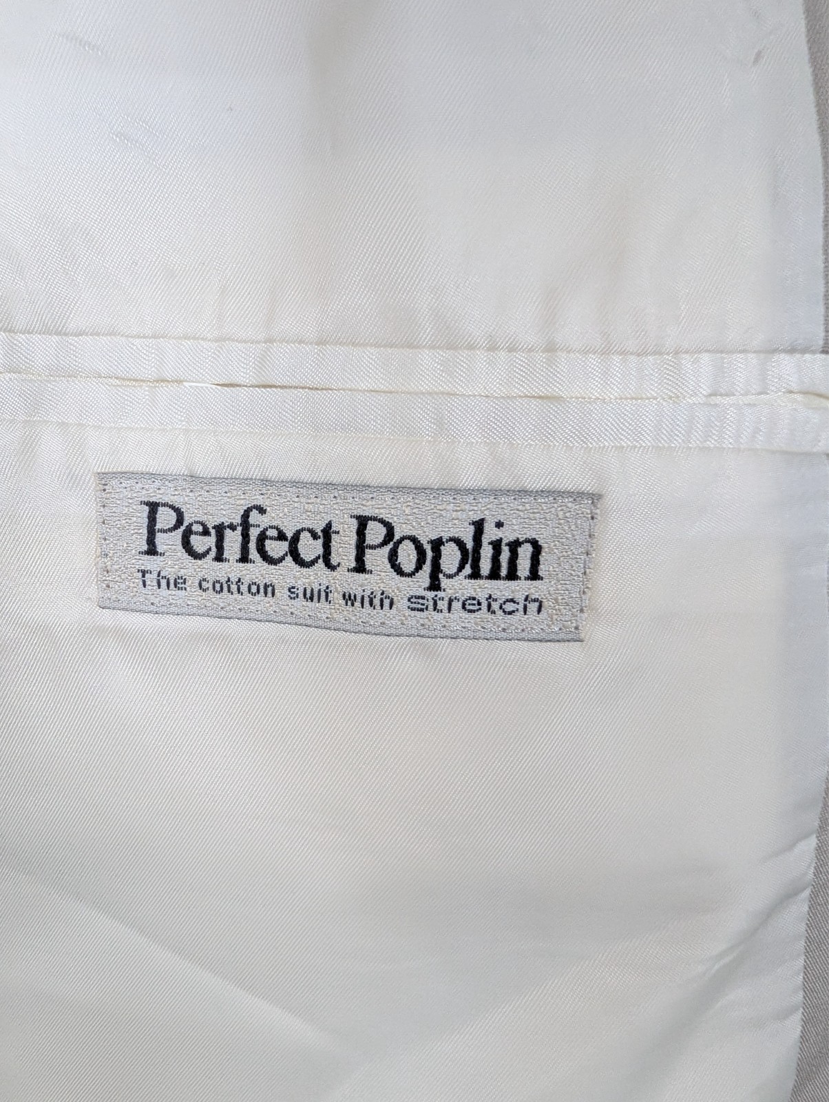 Haspel Perfect Poplin 2 Piece Suit Mens 44R Pants 32×33 Solid Beige Cream Cotton