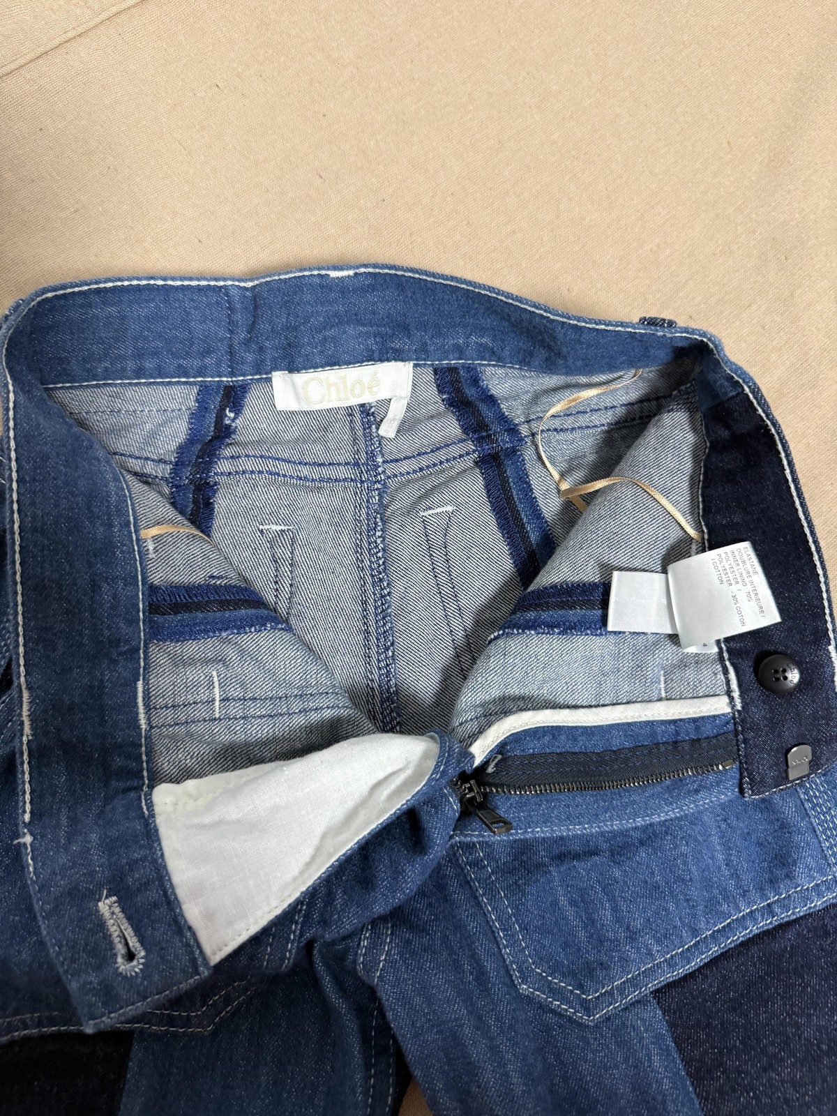 Chloe Jeans Womens 34 Blue Ultramarine Colorblock Two Tone Panel High Rise Denim