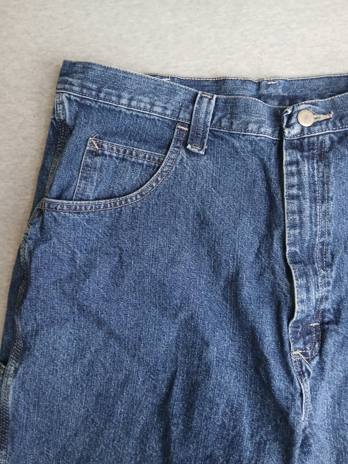 Wrangler Jean Shorts 36 Carpenter Hammer Loop Baggy Jorts 9″ Grunge Y2k