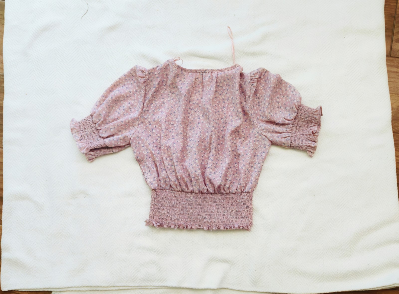 Sienna Sky Pink Puff Sleeve Smocked Blouse