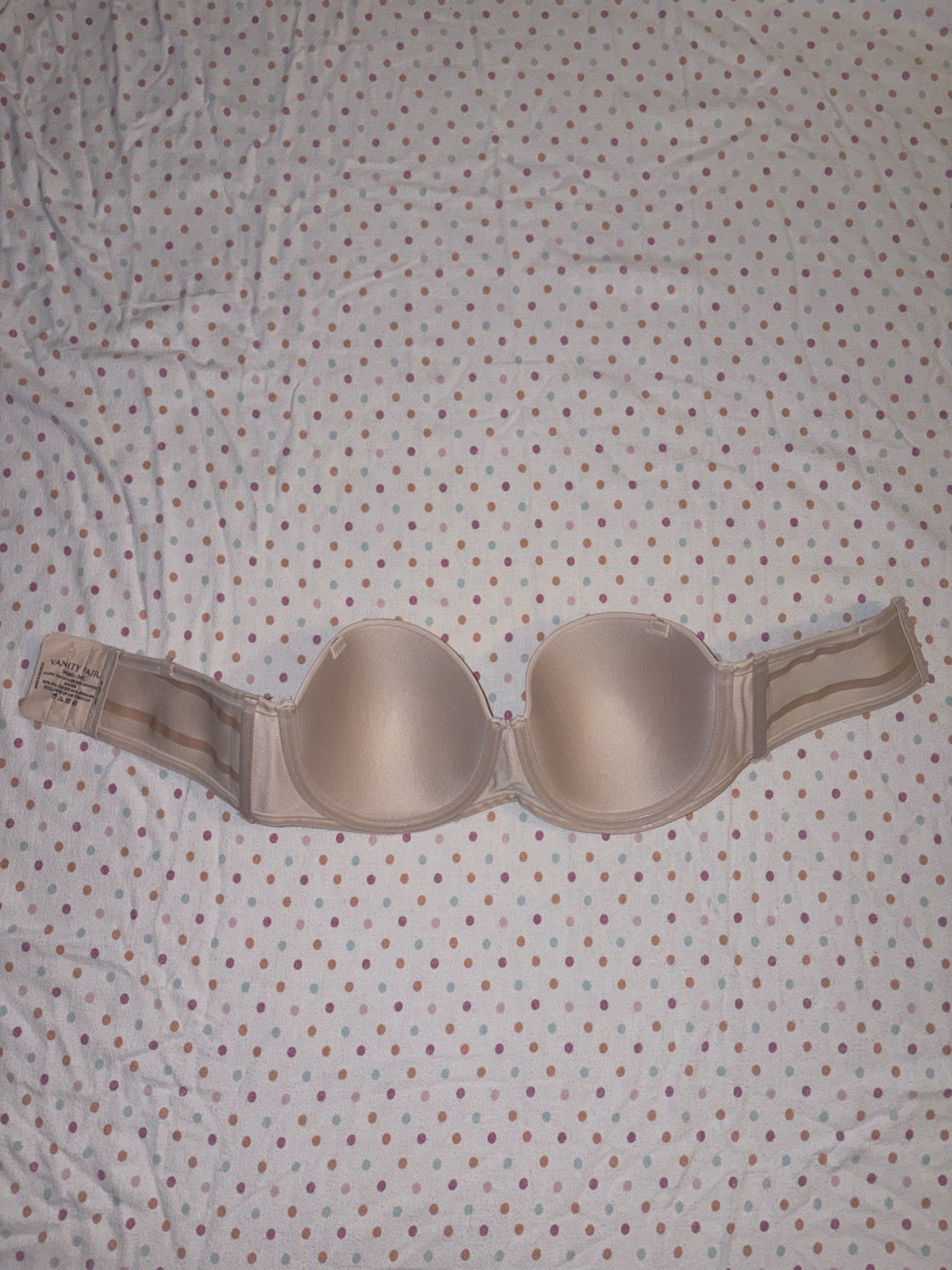 Vanity Fair Strapless Bra 36C Nude Beige Underwire with Removable Straps