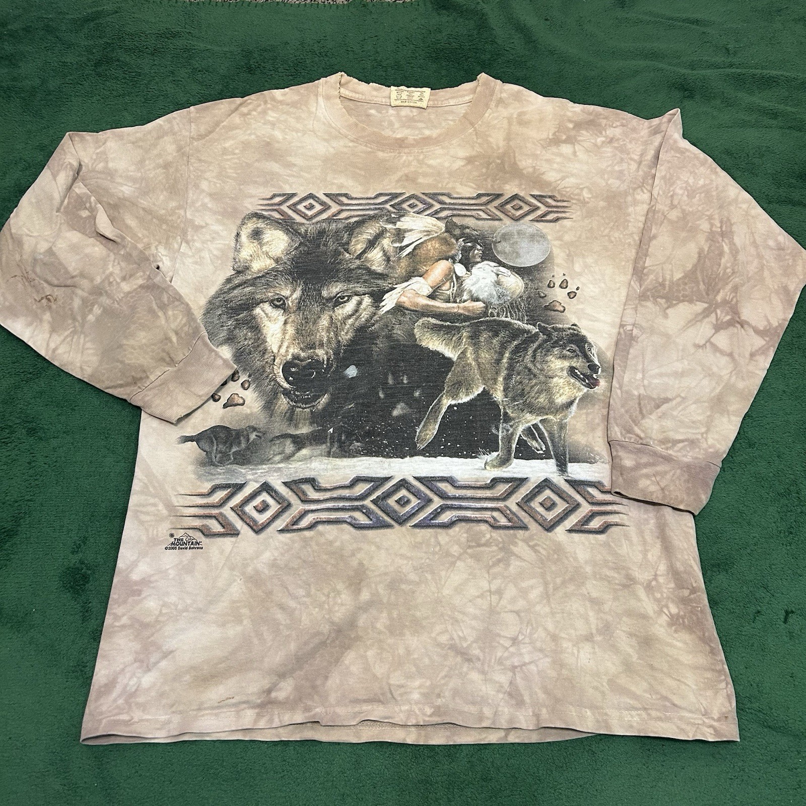 Vintage The Mountain Wolf Native American Tie Dye T-Shirt Mens Large L