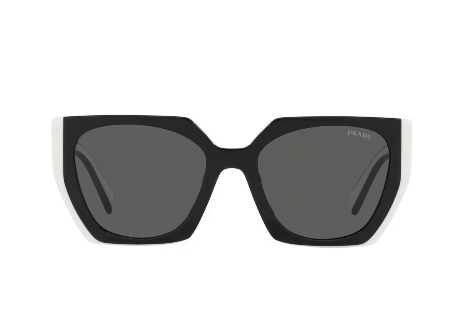PRADA PR 15WS 09Q5S0 145mm Frame Rectangular Sunglasses – Black/White/Gray