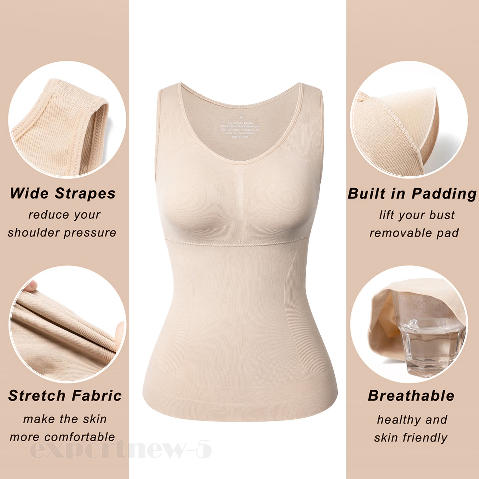 Women’s Removable Bra Shapewear Slimming Body Tummy Waist Cami Shaper Tank Top