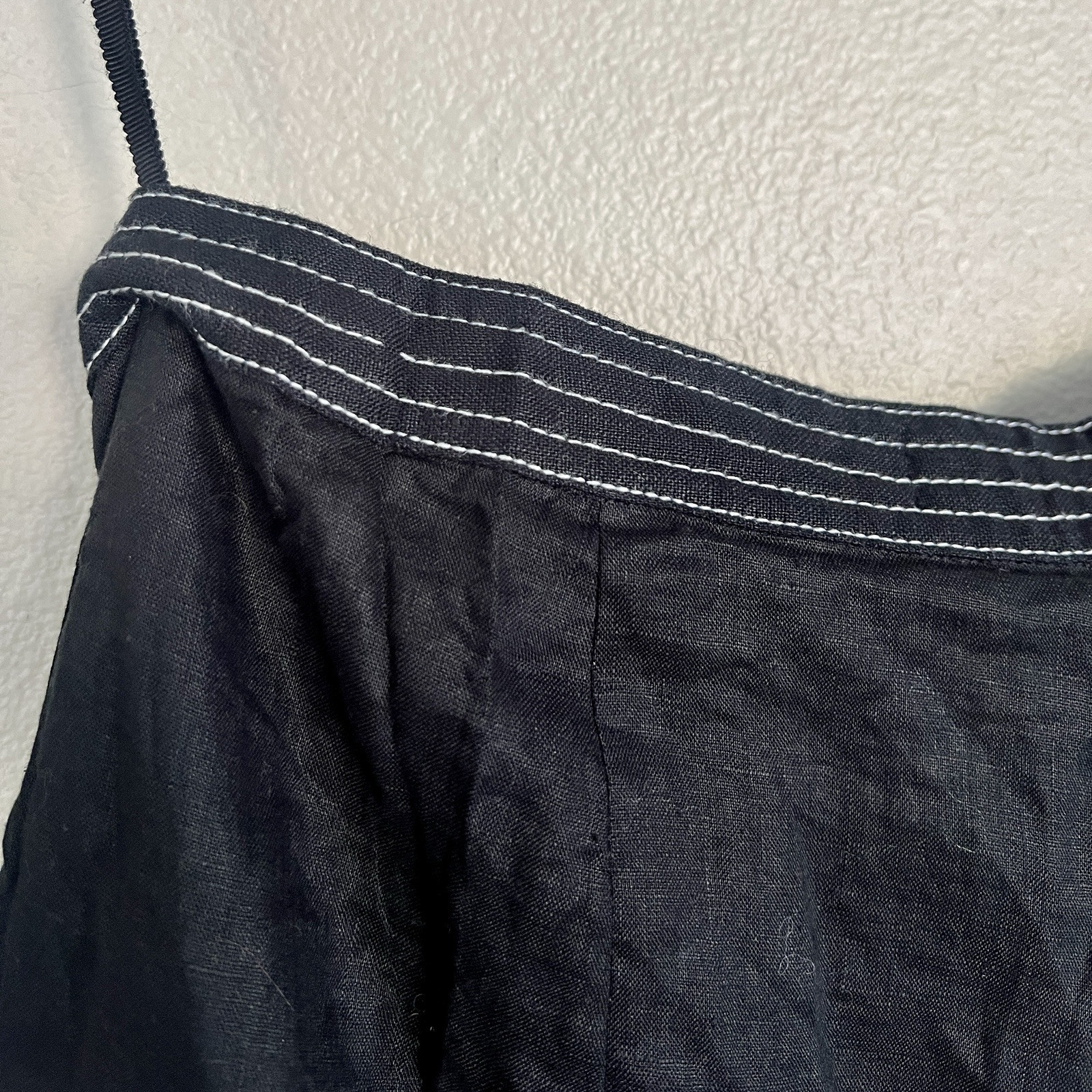 SIR THE LABEL 2-Piece Vilma Linen Black Wrap Bra Top + Wide Leg Pants SET Sz S