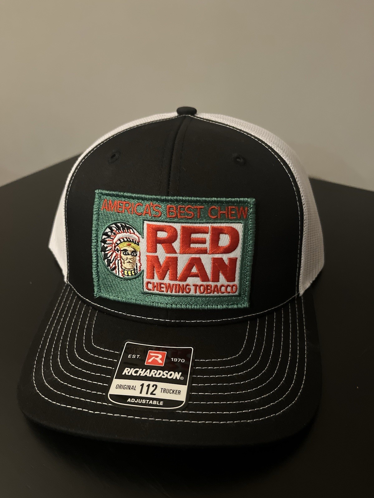 Red Man Chewing Tobacco Red Bass Trucker Hat Richardson 112 Cap Vintage Style
