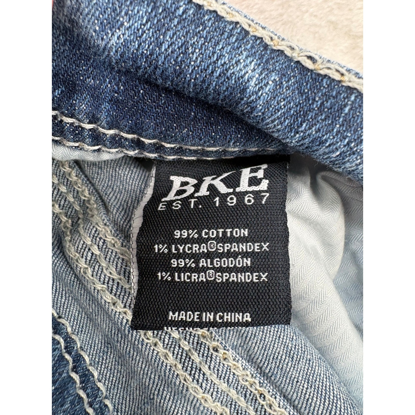 BKE Aiden Jeans Mens 29×30 Straight Leg Blue Medium Wash Heavy Stitching