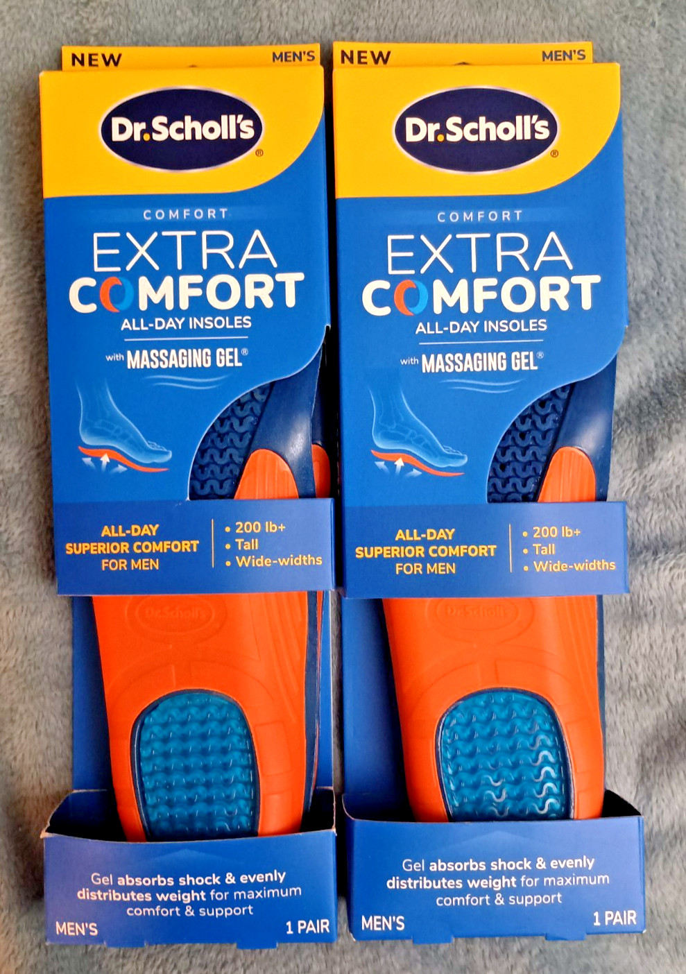 (2) Dr. Scholl’s Extra All Day Comfort Big & Tall Support Insoles Men Size 8-14