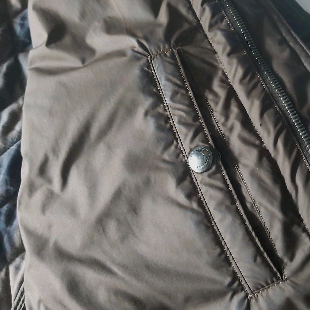 Belstaff Diamond Quilted Jacket Men XL Brown Padded Logo Pockets Zip