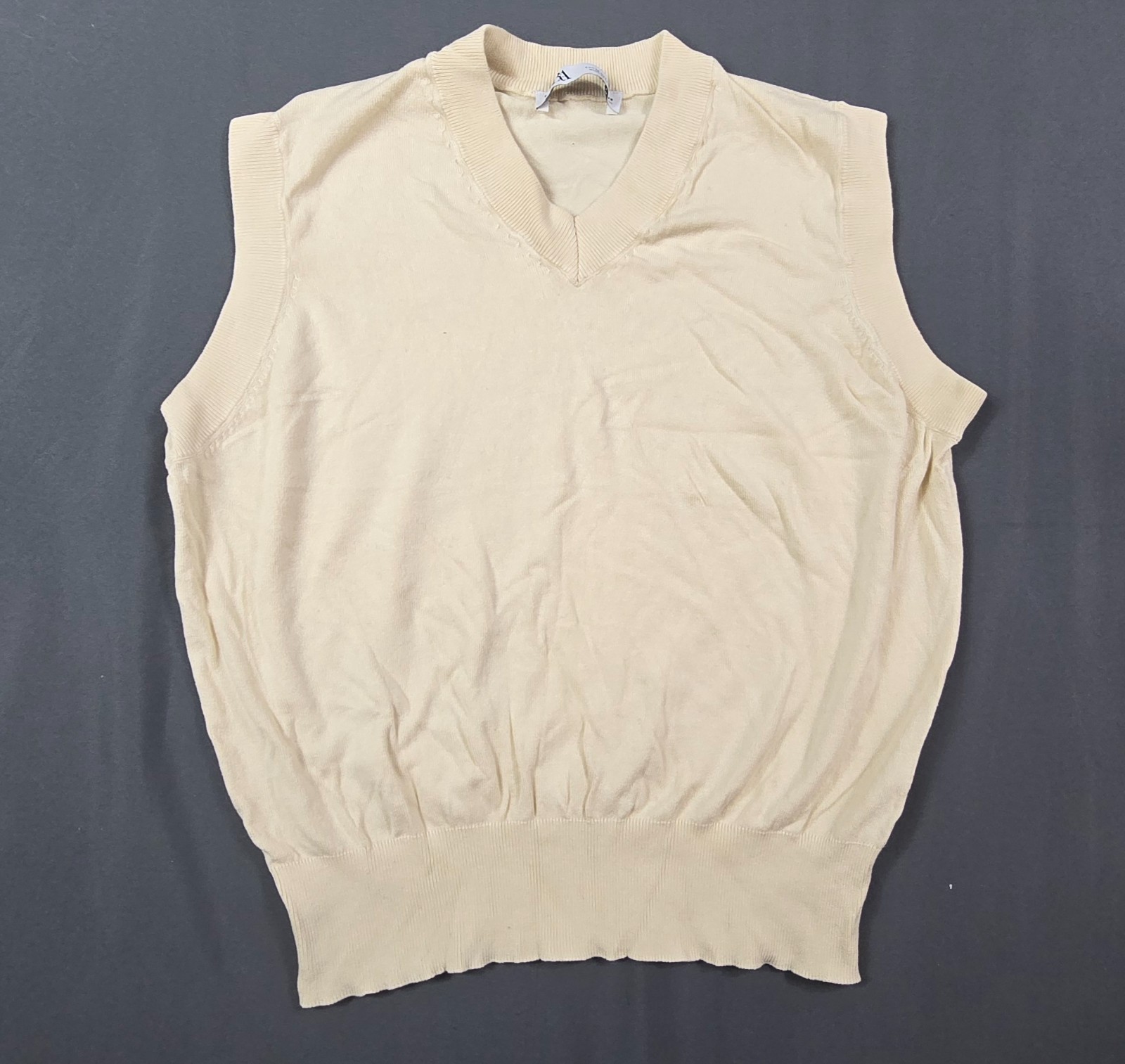 Zara Vest Sweater Mens Medium Beige Tight Knit V Neck School Walking Winter